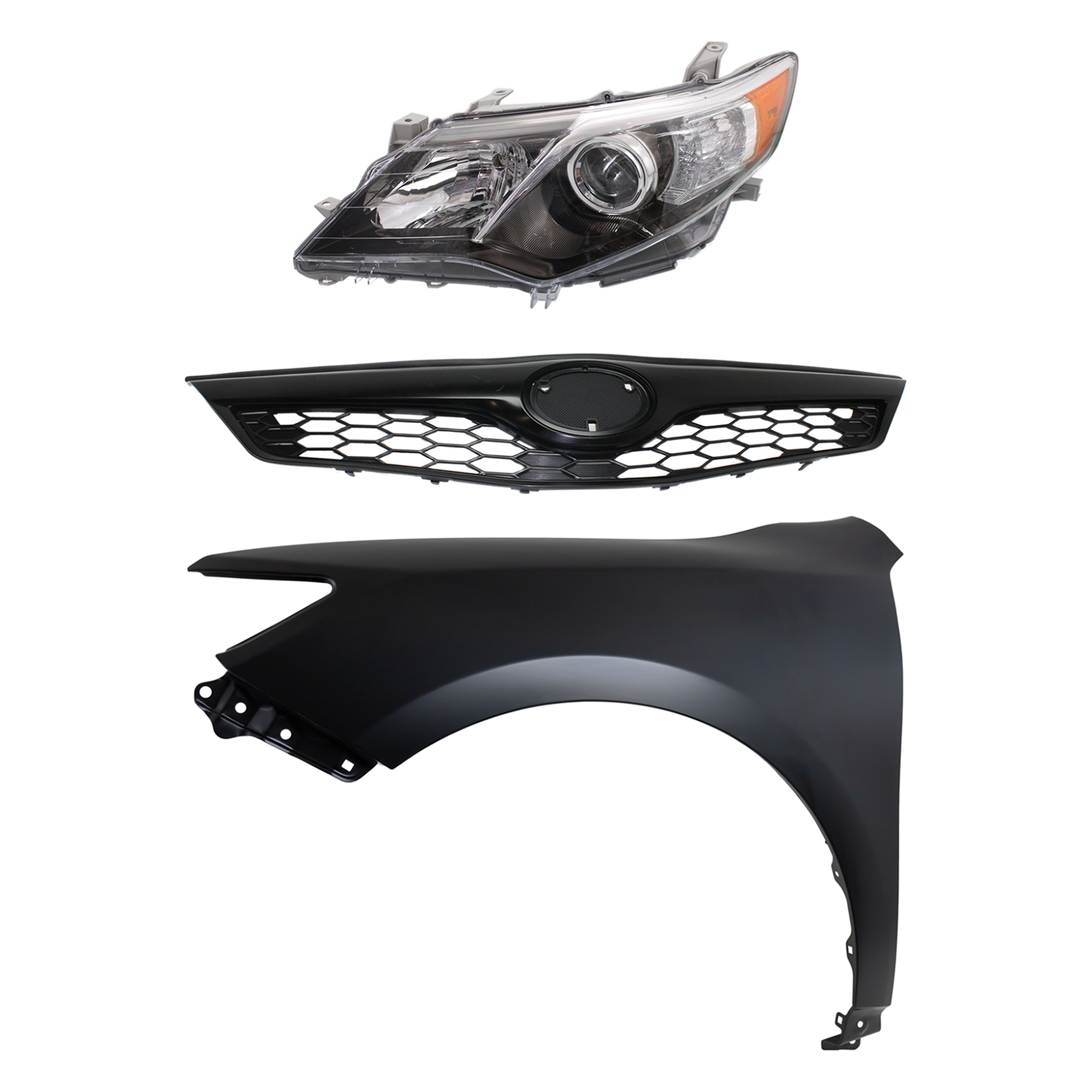 AM CAMRY 12-14 HEAD LAMP LH HID Xenon Lens and Housing 3 pc Kit SE SE Sport Models with Fender and Grille Assembly SKU KIT 031323-6202 Partslink TO2518135 TO1240239 TO1200354 OEM 8117006890-5381206150-53101063