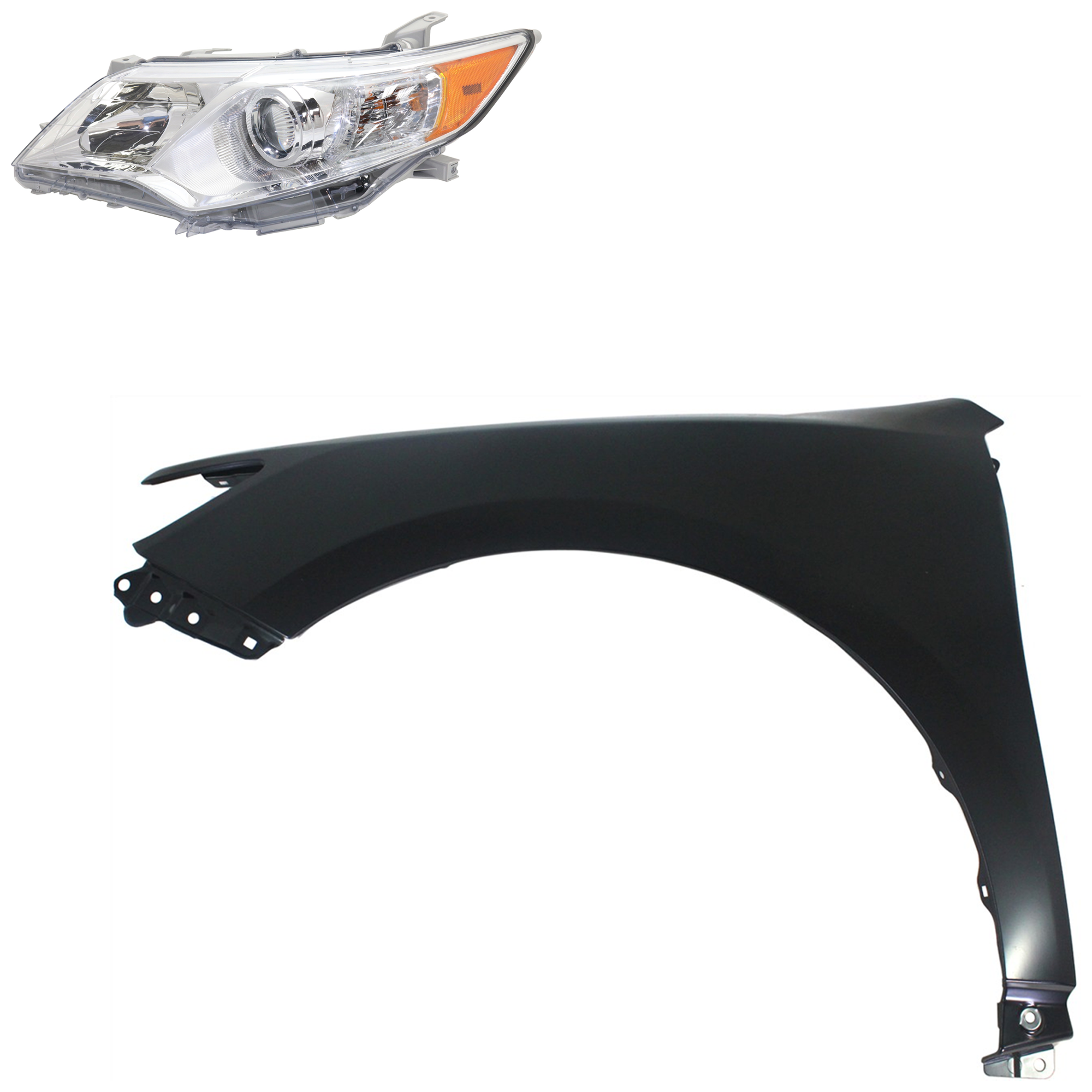 AM CAMRY 12-14 HEAD LAMP LH Assembly Halogen 2 pc Kit with Fender CAPA SKU KIT 031323-6605 Partslink TO1240239C TO2502211C OEM 5381206150-8115006470