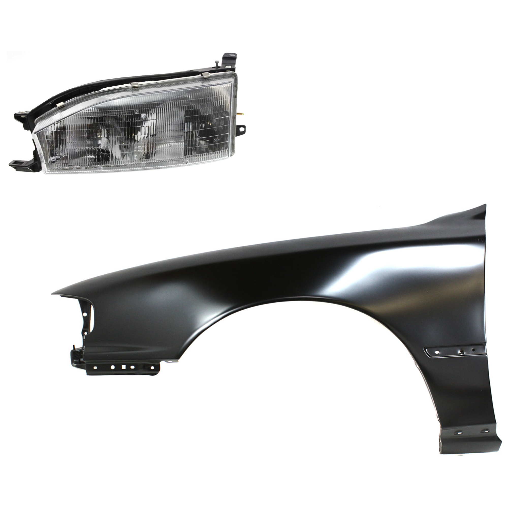 AM CAMRY 92-94 HEAD LAMP LH Assembly Halogen 2 pc Kit with Fender SKU KIT 031323-7205 Partslink TO2502105 TO1240104 OEM 8115006011-5380206011