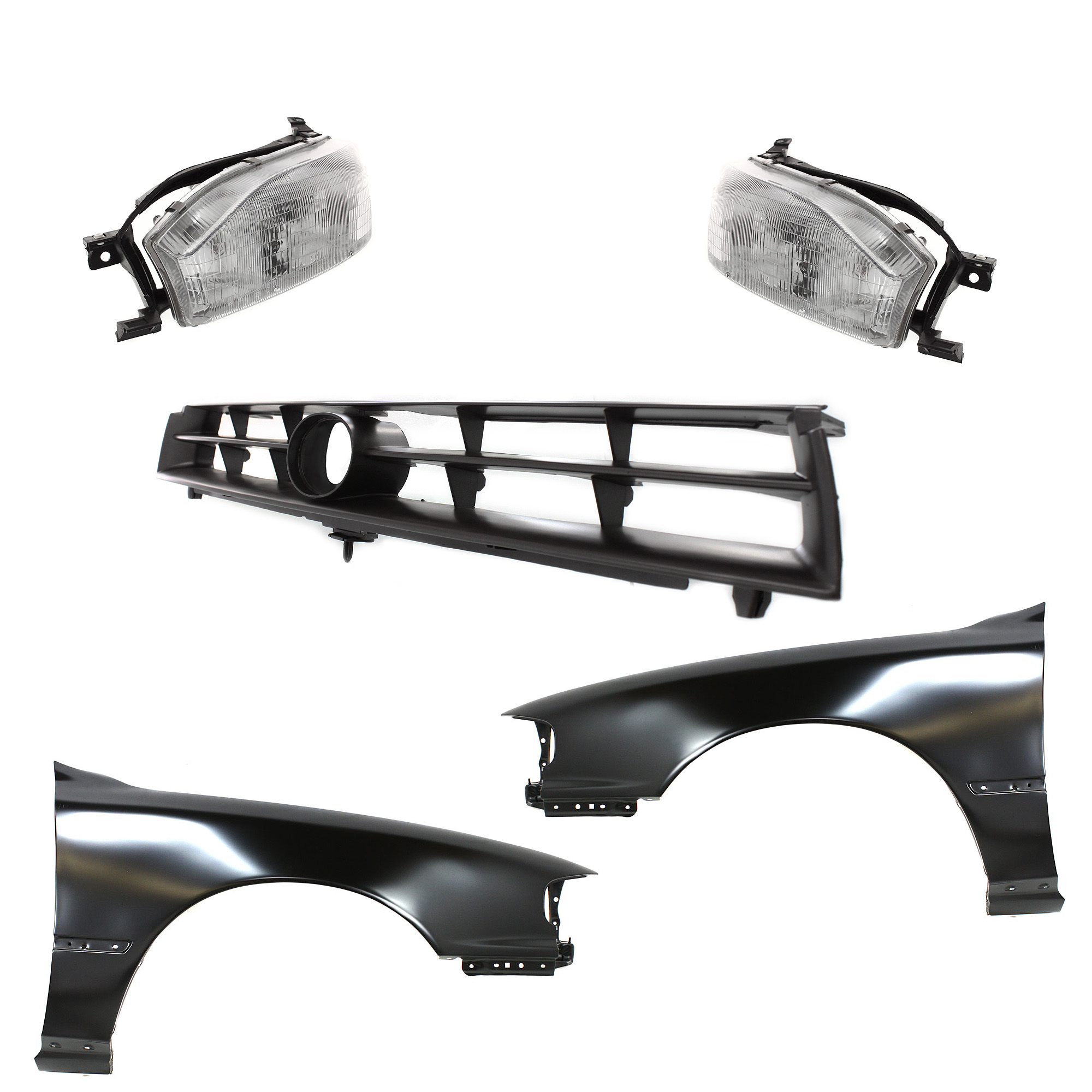 AM CAMRY 92-94 FRONT FENDER RH AND LH Primed 5 pc Kit with Grille and Headlights SKU KIT 031323-72 Partslink TO1241104 TO1240104 TO1200124 TO2503105 TO2502105 OEM 5380106011-5380206011-53111060