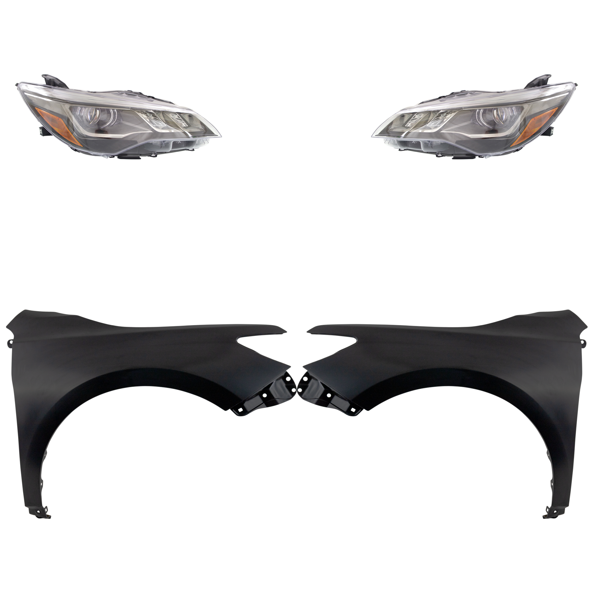 AM CAMRY 15-17 HEAD LAMP RH AND LH Assembly LED 4 pc Kit with Fender SKU KIT 031323-7403 Partslink TO2503229 TO2502229 TO1240250 TO1241250 OEM 8111006C80-8115006C80-53812062