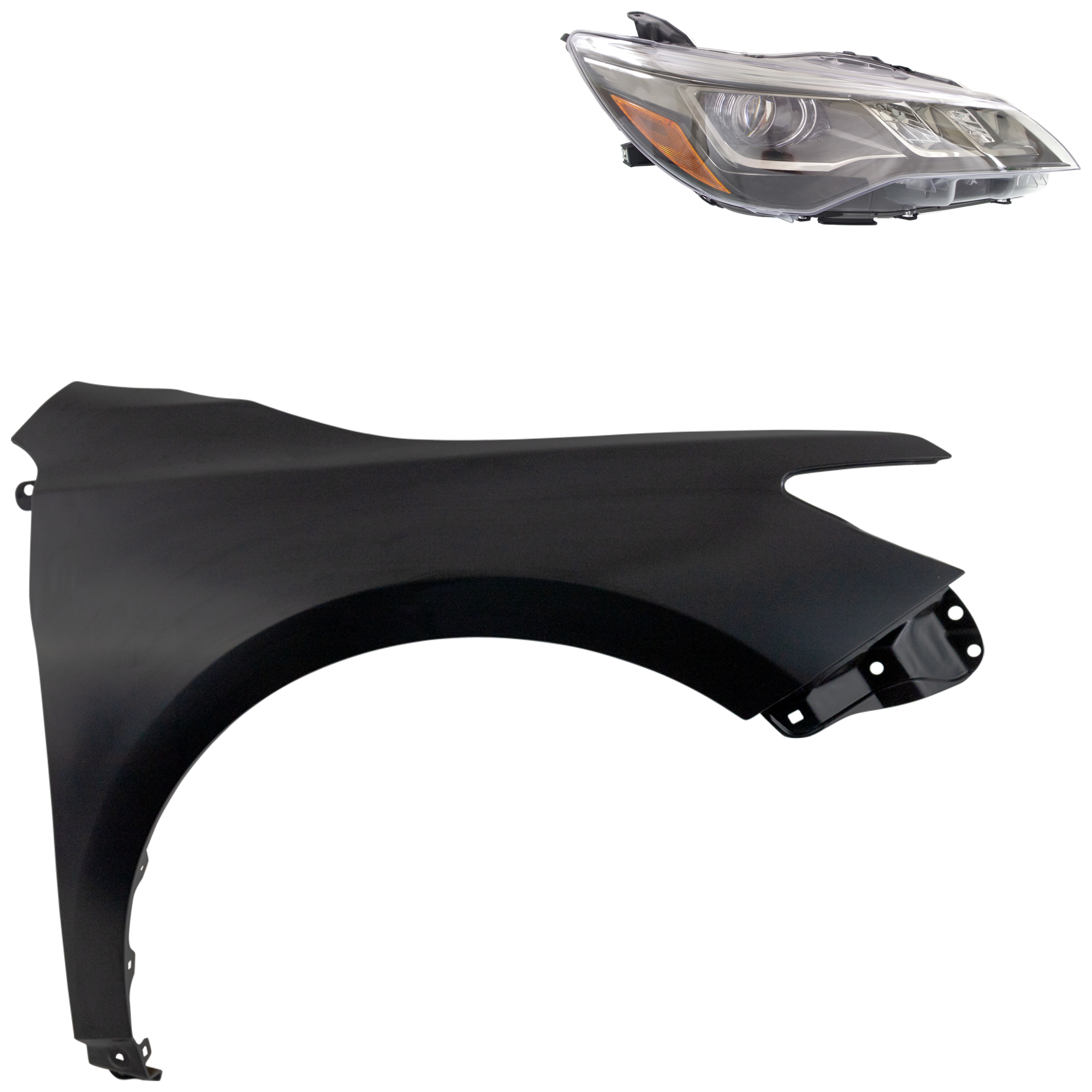 AM CAMRY 15-17 HEAD LAMP RH Assembly LED 2 pc Kit with Fender SKU KIT 031323-7404 Partslink TO2503229 TO1241250 OEM 8111006C80-5381106200