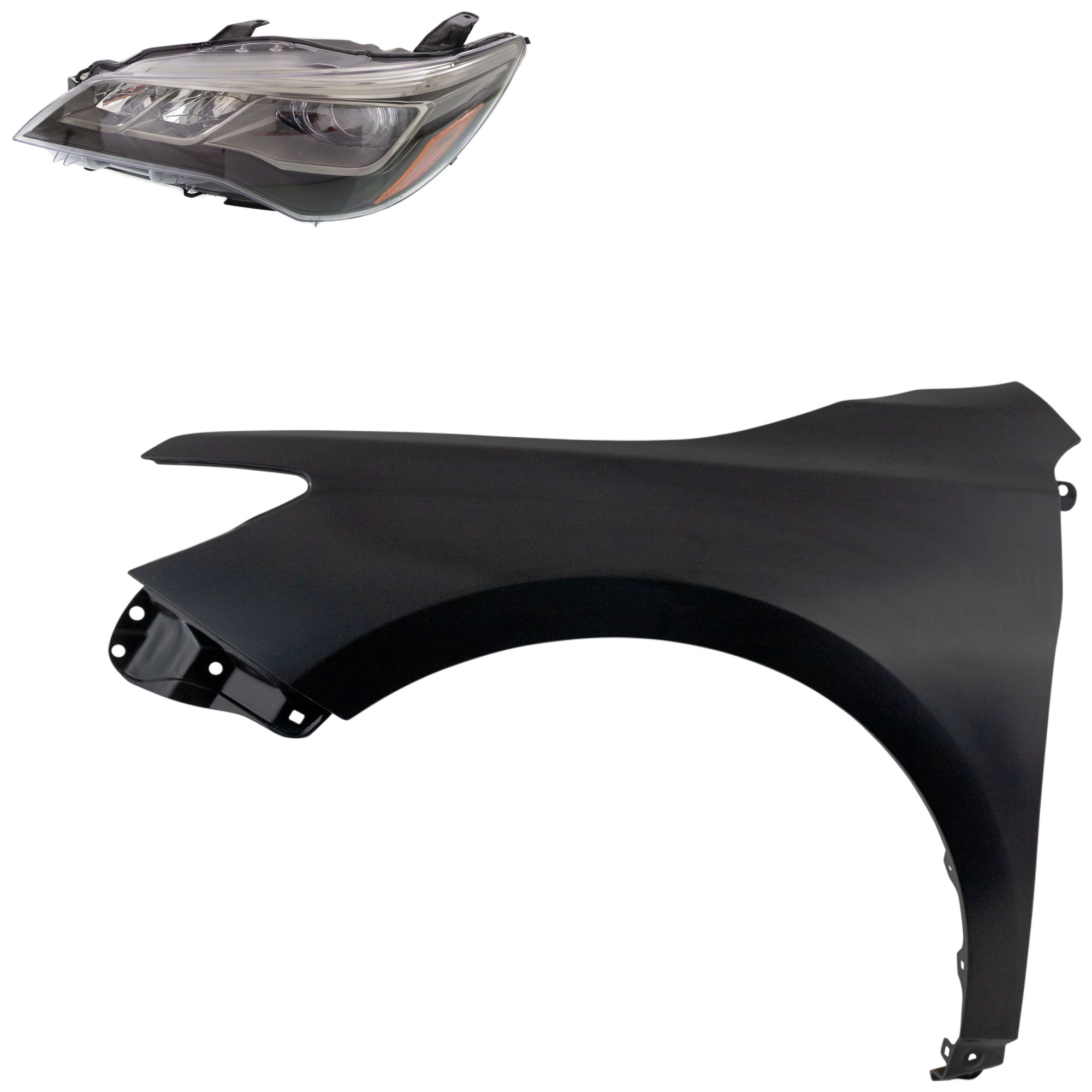 AM CAMRY 15-17 HEAD LAMP LH Assembly LED 2 pc Kit with Fender SKU KIT 031323-7405 Partslink TO2502229 TO1240250 OEM 8115006C80-5381206210