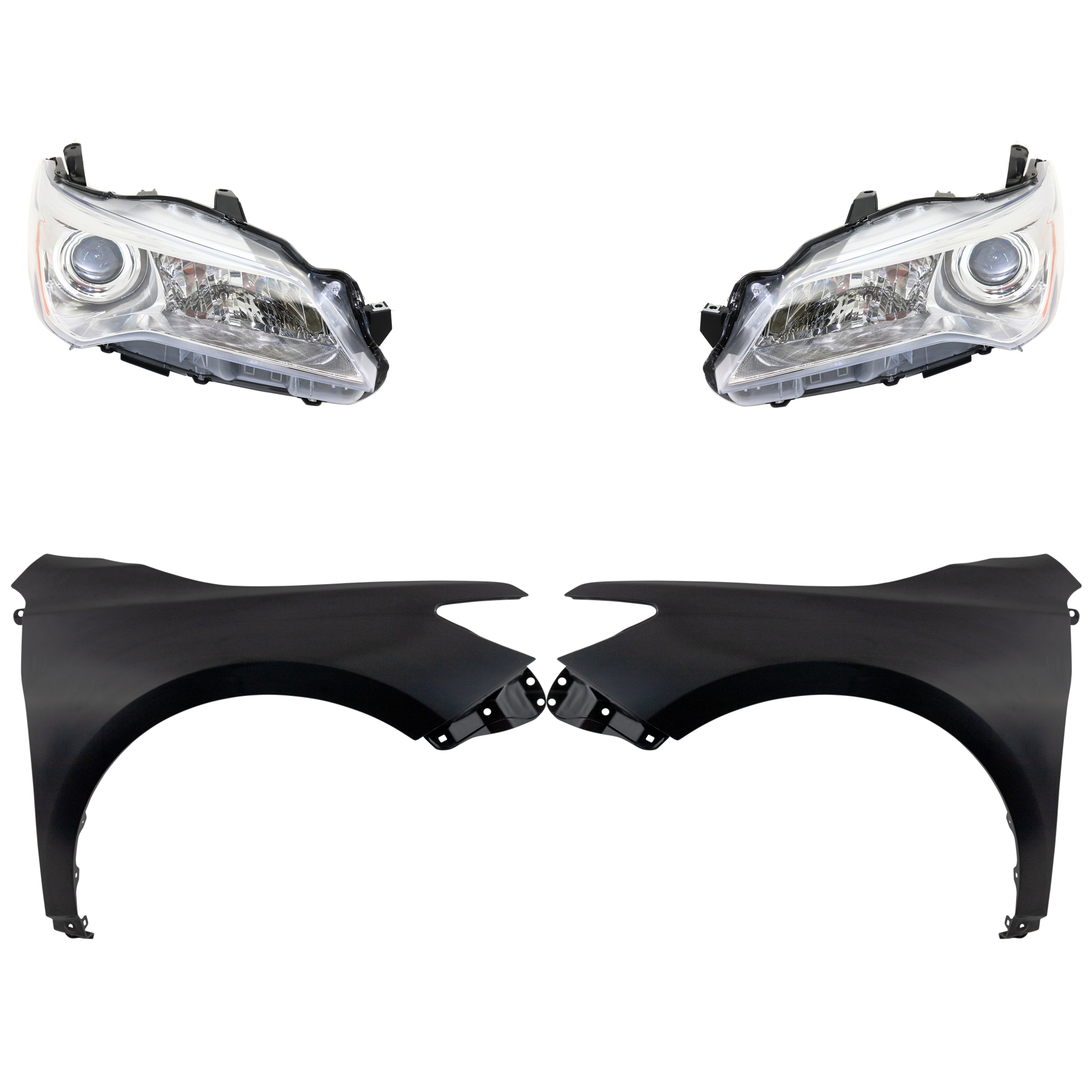 AM CAMRY 15-17 HEAD LAMP RH AND LH Assembly Halogen 4 pc Kit with Fenders CAPA SKU KIT 031323-7803 Partslink TO1240250C TO1241250C TO2502222C TO2503222C OEM 5381106200-5381206210-81110068