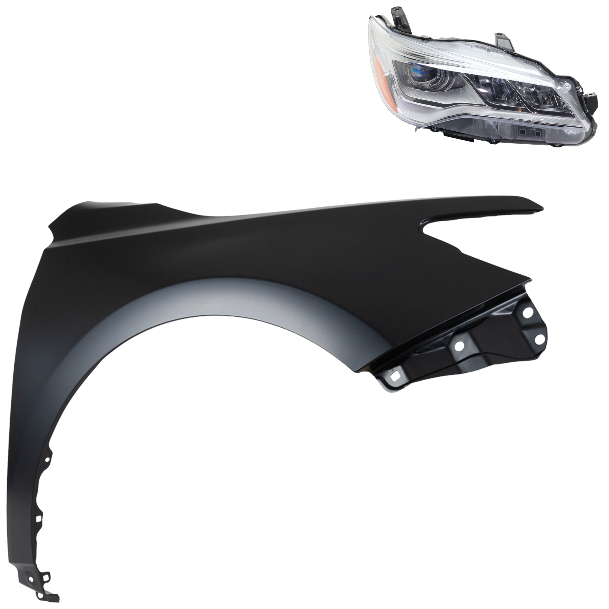 AM CAMRY 15-17 HEAD LAMP RH Assembly LED 2 pc Kit with Fender CAPA SKU KIT 031323-8004 Partslink TO1241250C TO2503223C OEM 5381106200-8111006870