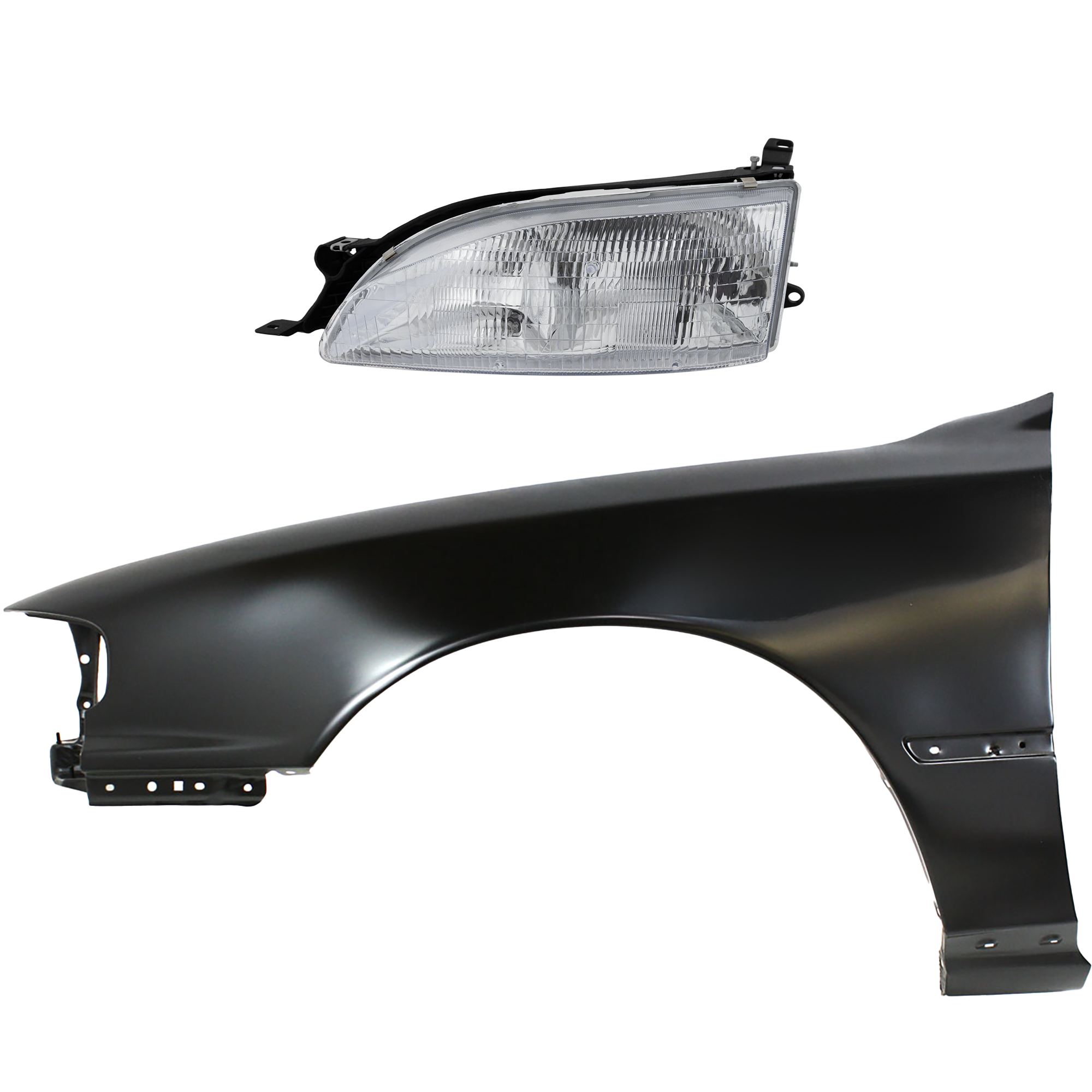 AM CAMRY 95-96 FRONT FENDER LH Primed 2 pc Kit with Headlight SKU KIT 031323-8305 Partslink TO1240104 TO2502112 OEM 5380206011-8115006032