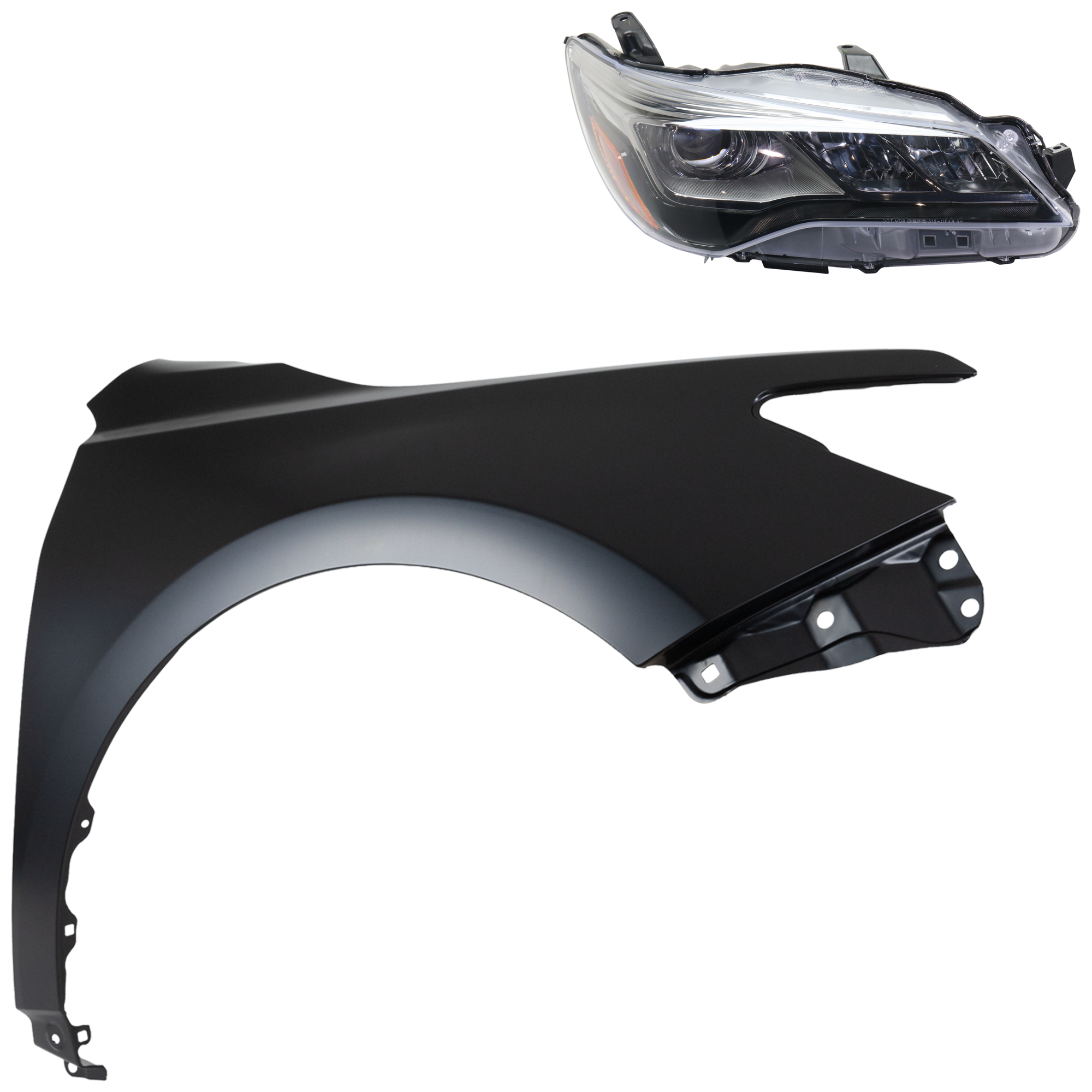 AM CAMRY 15-17 HEAD LAMP RH Assembly LED 2 pc Kit with Fender CAPA SKU KIT 031323-8604 Partslink TO1241250C TO2503229C OEM 5381106200-8111006C80