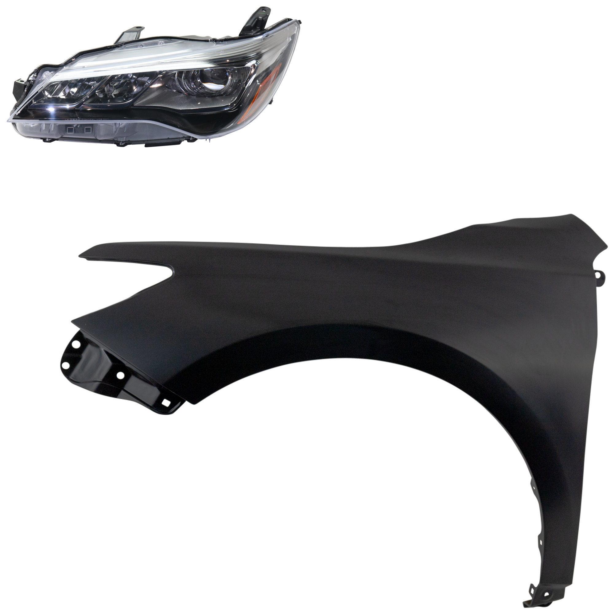AM CAMRY 15-17 HEAD LAMP LH Assembly LED 2 pc Kit with Fender CAPA SKU KIT 031323-8605 Partslink TO1240250C TO2502229C OEM 5381206210-8115006C80