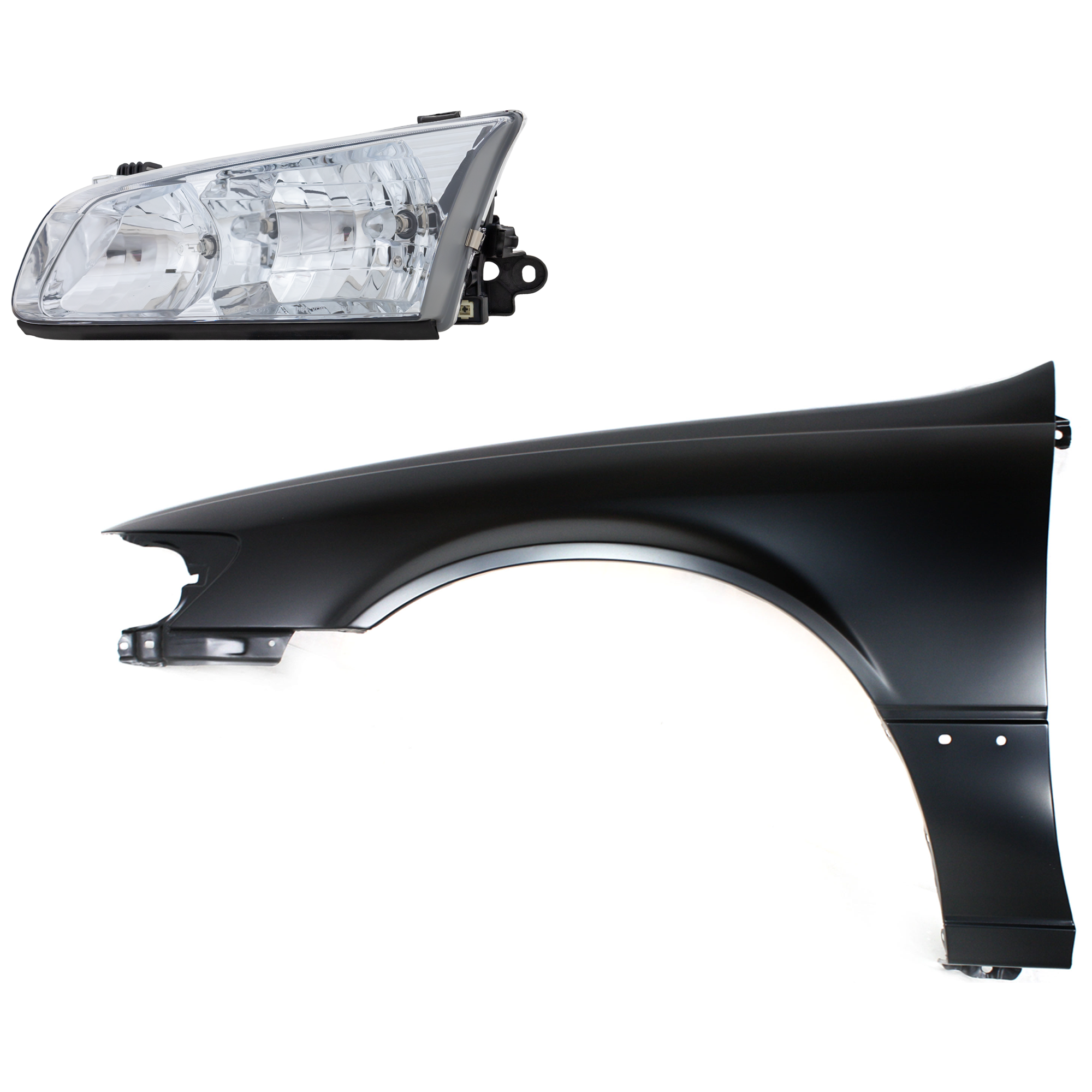 AM CAMRY 00-01 FRONT FENDER LH Primed 2 pc Kit with Headlight SKU KIT 031323-9405 Partslink TO1240162 TO2502130 OEM 53812AA020-81150AA020