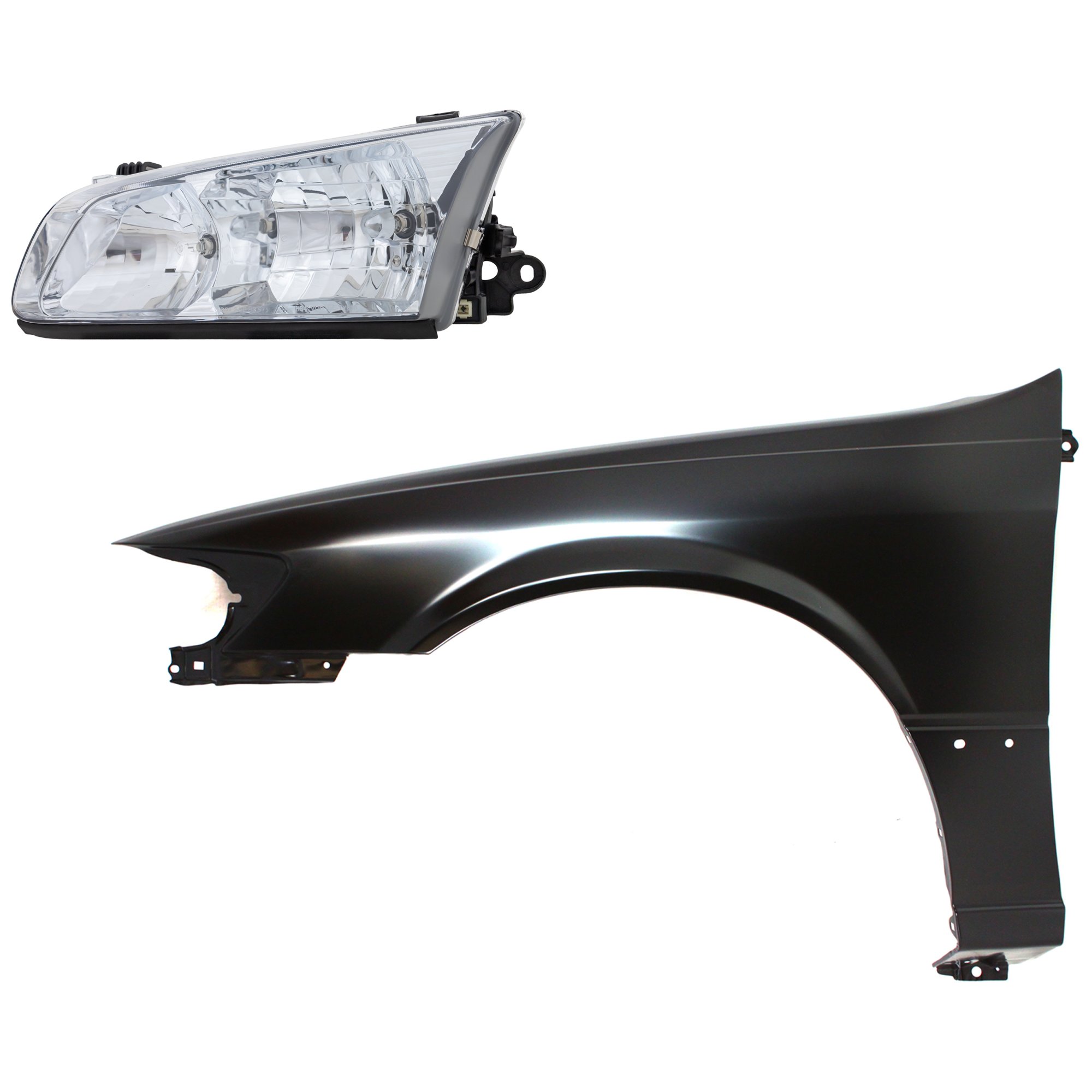 AM CAMRY 02-04 FRONT FENDER LH Primed 2 pc Kit with Headlight SKU KIT 031323-9905 Partslink TO1240162C TO2502130C OEM 53812AA020-81150AA020