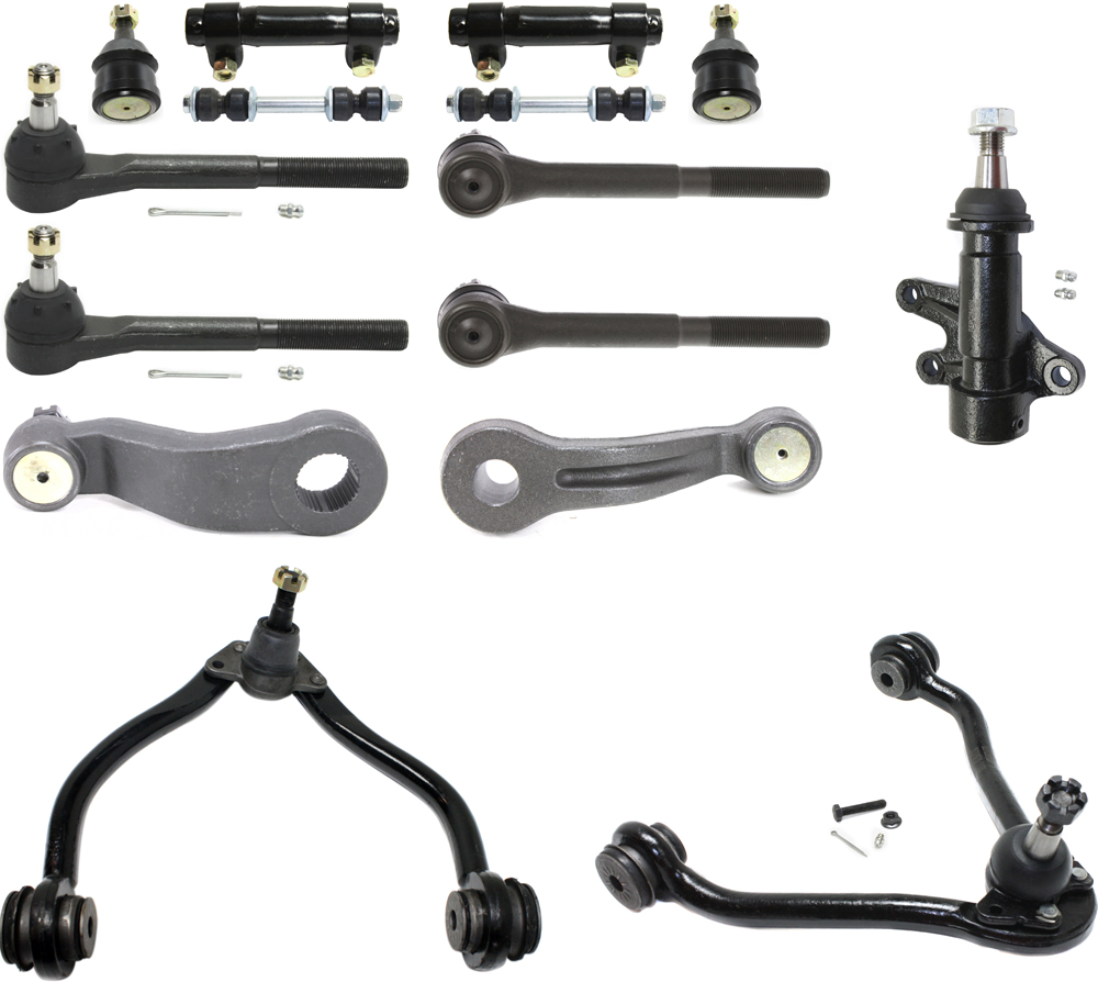 AM C FULL SIZE PICKUP 93-00 FRONT CONTROL ARM KIT RH AND LH Upper w ball joint s 15 pc Kit with Idler Arm Bracket Idler Arm Pitman Arm Ball Joint Tie Rod End Tie Rod Adjusting Sleeve Sway Bar SKU KIT 031418-11 OEM 104101-2601312-5051134-1561