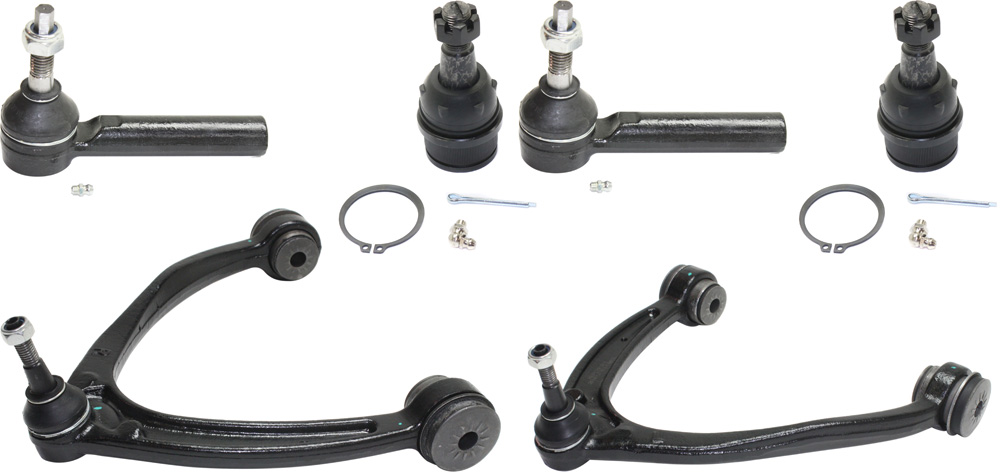 AM ESCALADE TAHOE YUKON 07-14 FRONT CONTROL ARM KIT RH AND LH Upper 6 pc Kit with Ball Joint and Tie Rod End SKU KIT 031418-12 OEM 104327-2601528-5051272-1247281