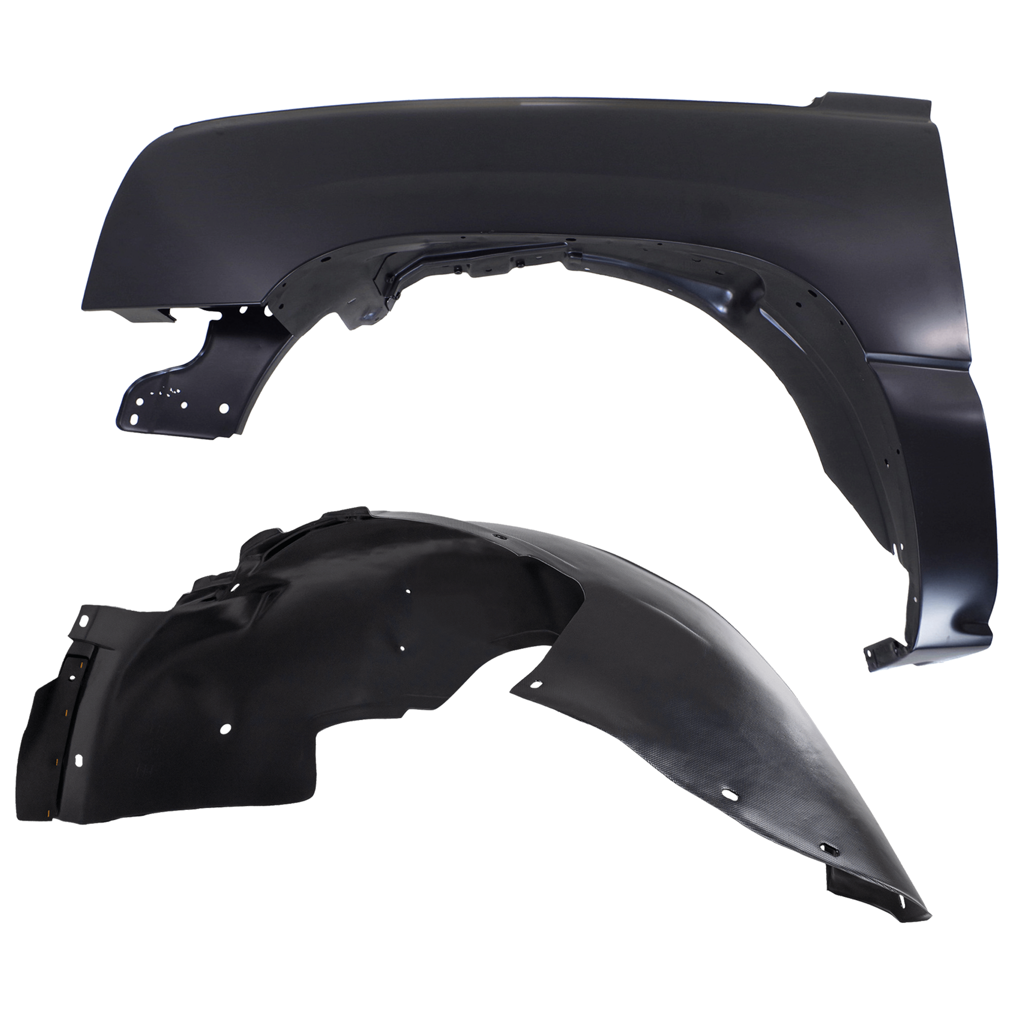 AM SILVERADO 2500 HD SILVERADO 3500-03-06 FRONT FENDER RH Primed 2 pc Kit USA Built Vehicle with Fender Liner SKU KIT 031425-02 Partslink GM1240305 GM1248165 OEM 88944420-15132711