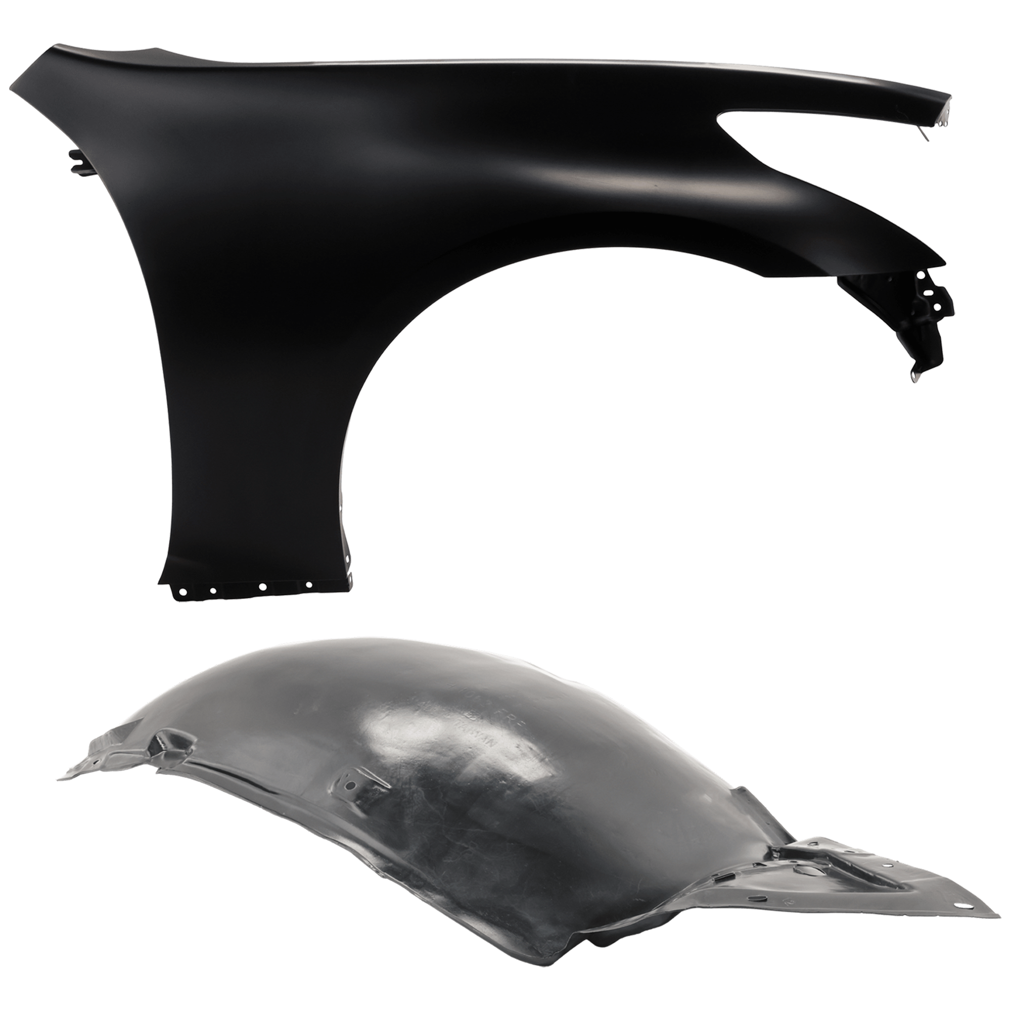 AM G37-10-13 FRONT FENDER LH 2 pc Kit Primed Sedan without Sport Package and with Fender Liner SKU KIT 031425-04 Partslink IN1241111 IN1249119 OEM F3100JK0AA 63844JK30A
