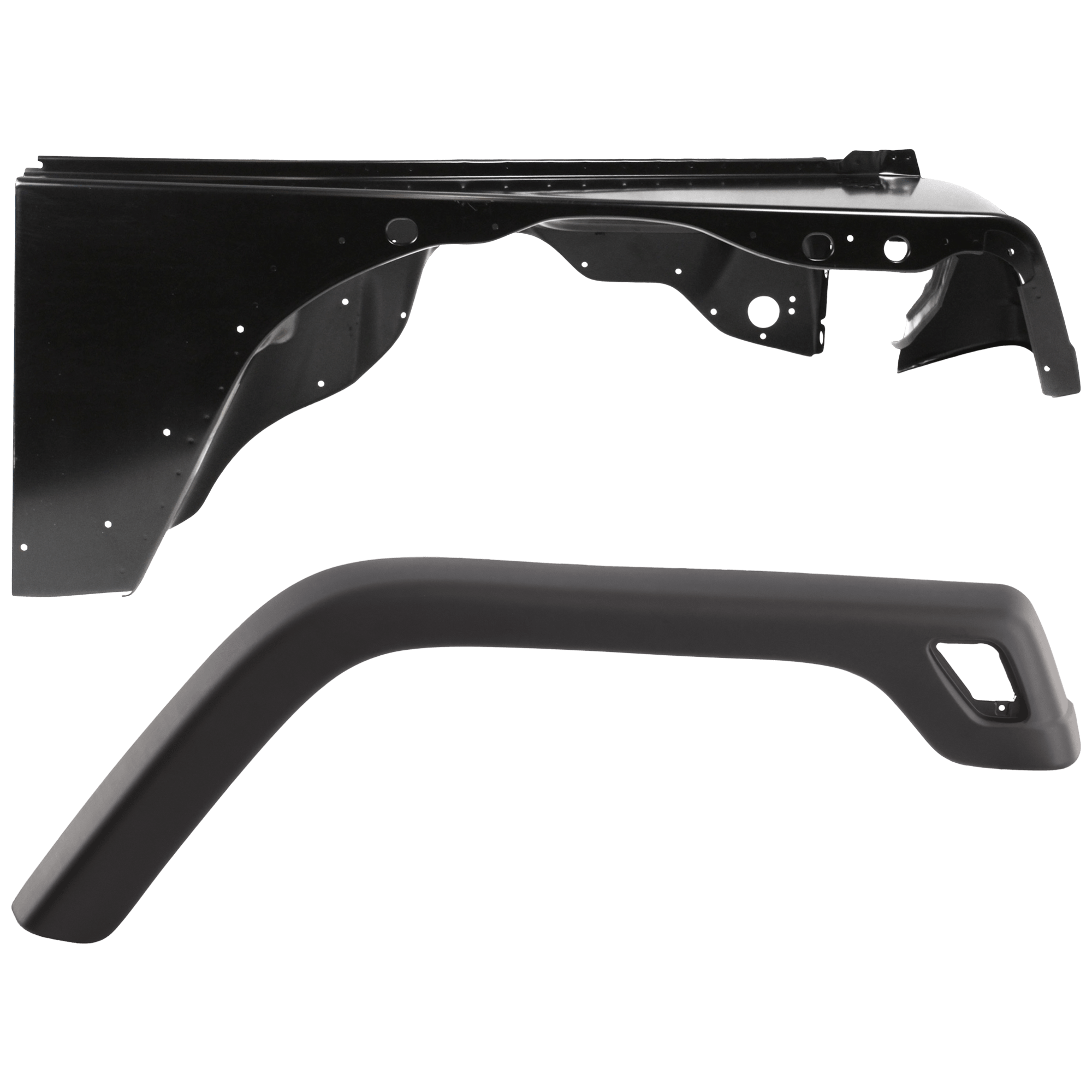 AM WRANGLER 97-06 FRONT FENDER LH 2 pc Kit Primed with Fender Flares SKU KIT 031425-17 Partslink CH1241225 CH1269107 OEM 5003950AL 5KC26DX9AB