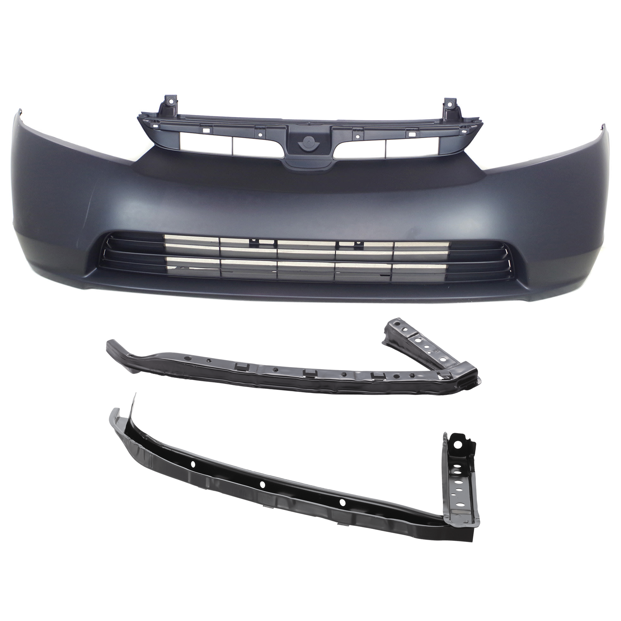 AM CIVIC 06-08 FRONT BUMPER COVER 3 pc Kit Primed Sedan with Bumper Bracket SKU KIT 031425-23 Partslink HO1000239C HO1066106 HO1067108 OEM 04711SNEA90ZZ 71140SNAA00-7119