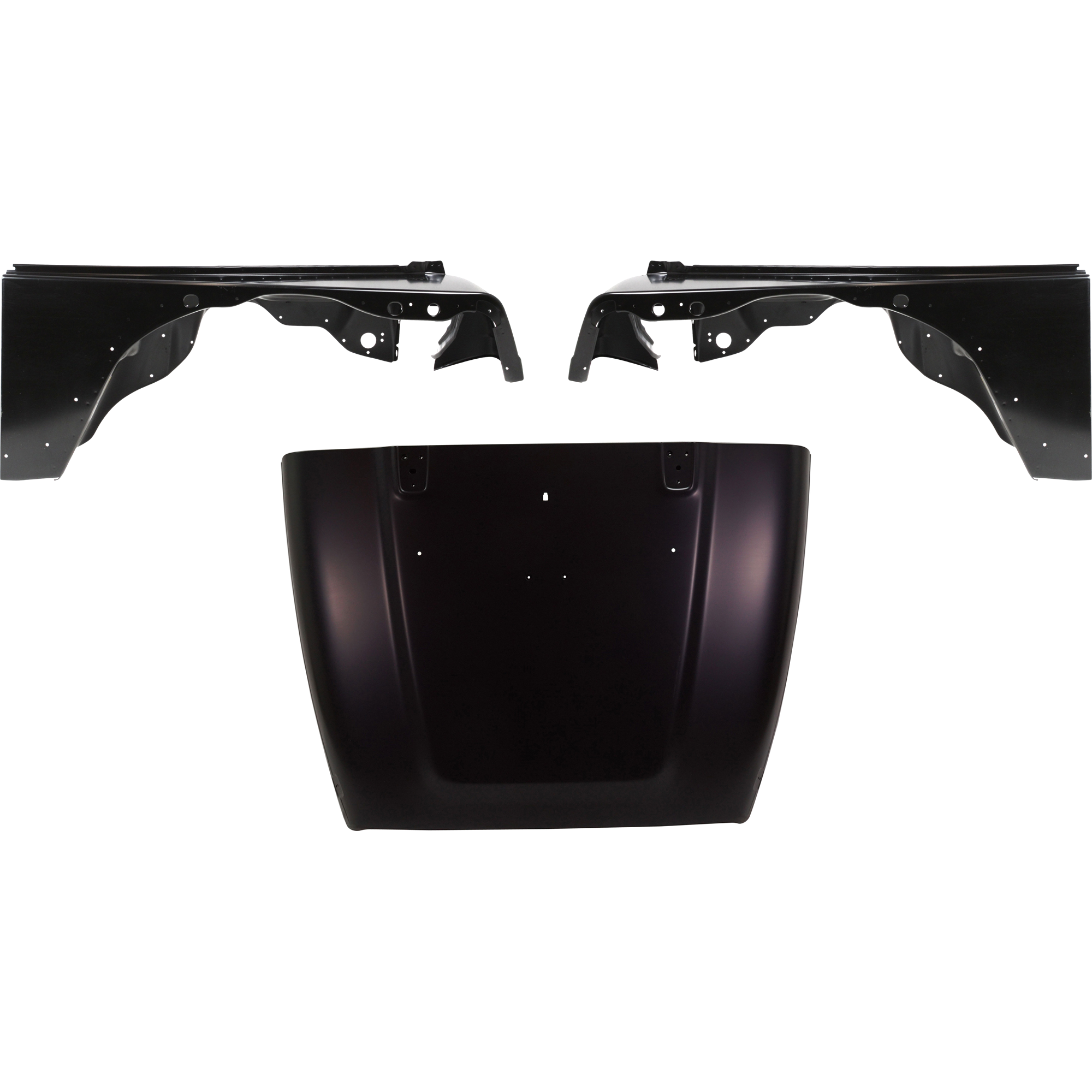 AM WRANGLER 97-06 HOOD Steel Primed 3 pc Kit with Fender SKU KIT 031425-24 Partslink CH1230205 CH1230223 CH1240225 CH1241225 OEM 55176594AG 5066182AA 5003951AL