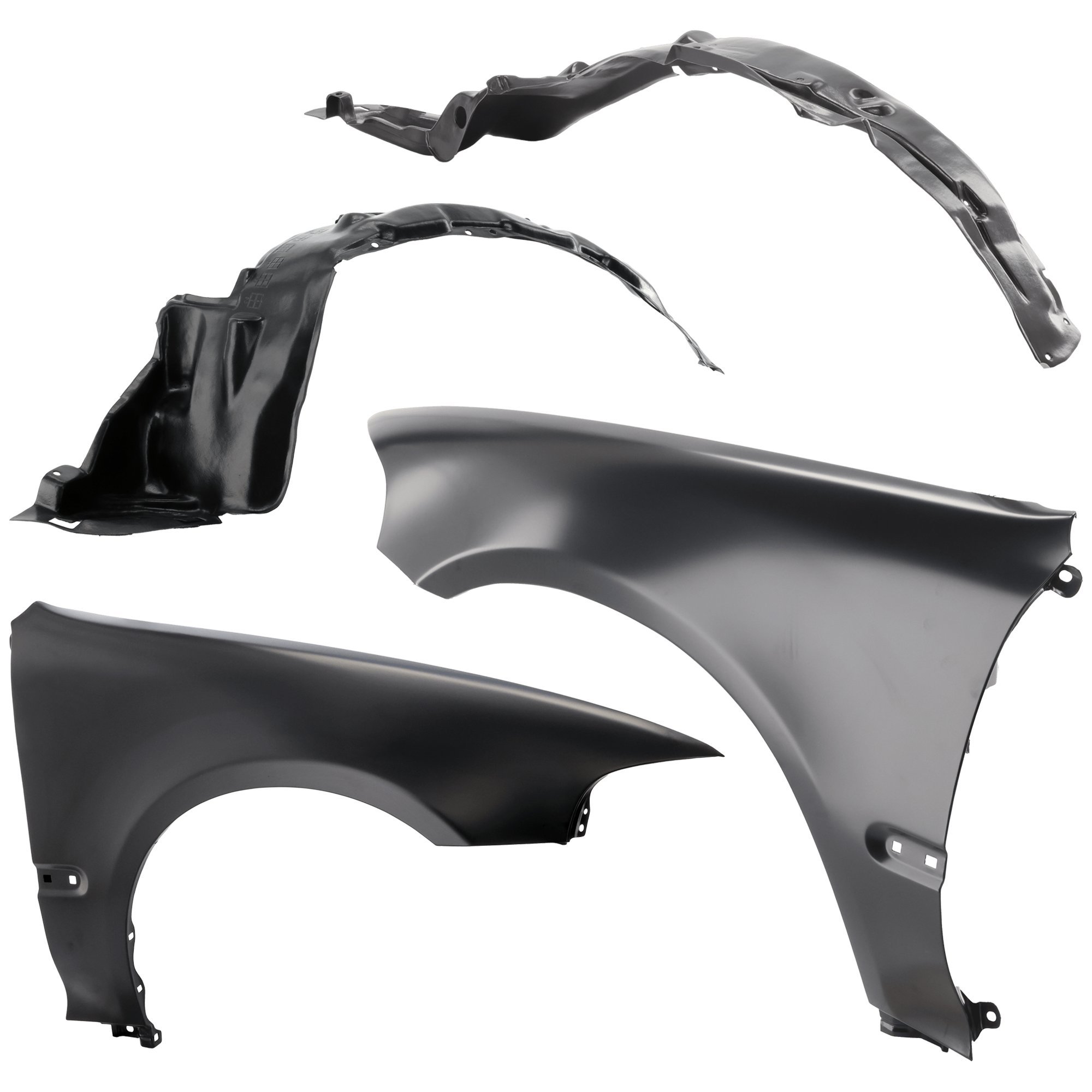 AM CIVIC 92-95 FRONT FENDER RH AND LH 4 pc Kit Primed with Fender Liner SKU KIT 031425-33 Partslink HO1240123 HO1241123 HO1248102 HO1249102 OEM 60211SR3506ZZ 60261SR3506ZZ 74