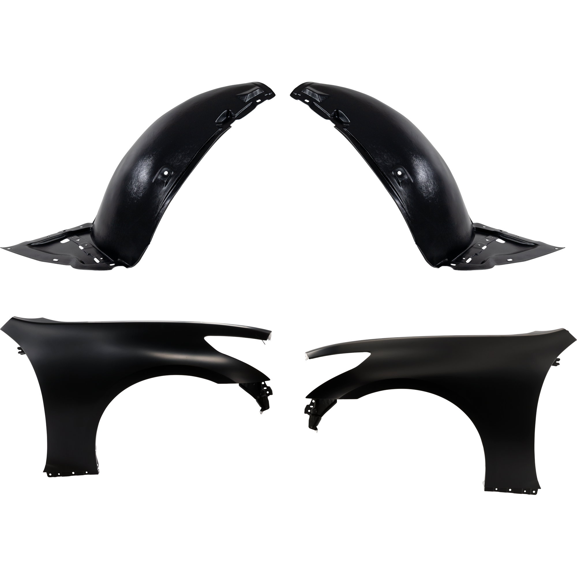 AM G37-10-13 FRONT FENDER RH AND LH 4 pc Kit Primed Sedan without Sport Package and with Fender Liner SKU KIT 031425-34 Partslink IN1240111 IN1241111 IN1249119 IN1248119 OEM F3100JK0AA F3101JK0AA 63844JK3