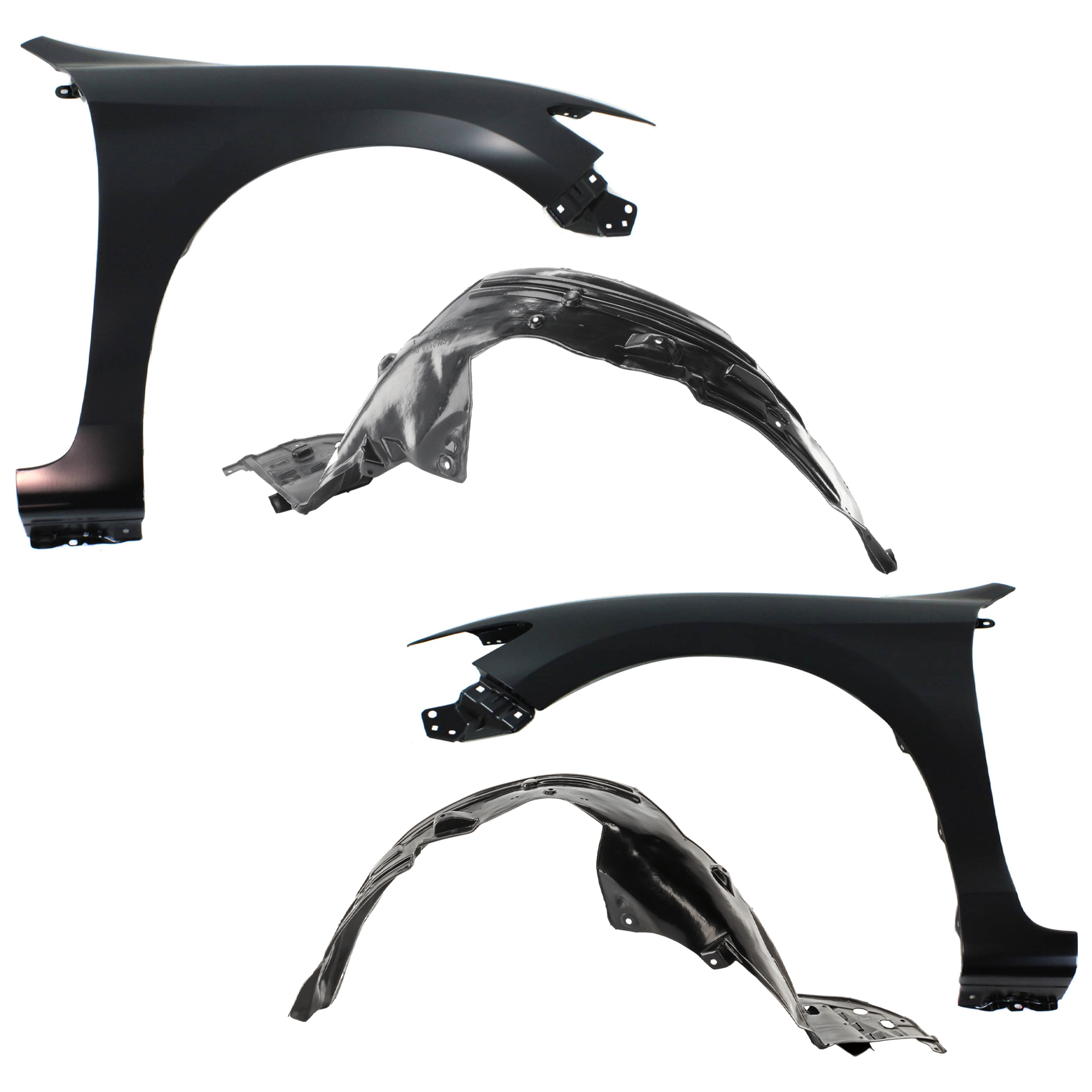 AM ACCORD 13-15 FRONT FENDER RH AND LH 4 pc Kit Primed Coupe with Fender Liner SKU KIT 031425-35 Partslink HO1240186 HO1241186 HO1248152 HO1249152 OEM 60211T3LA90ZZ 60261T3LA90ZZ 74