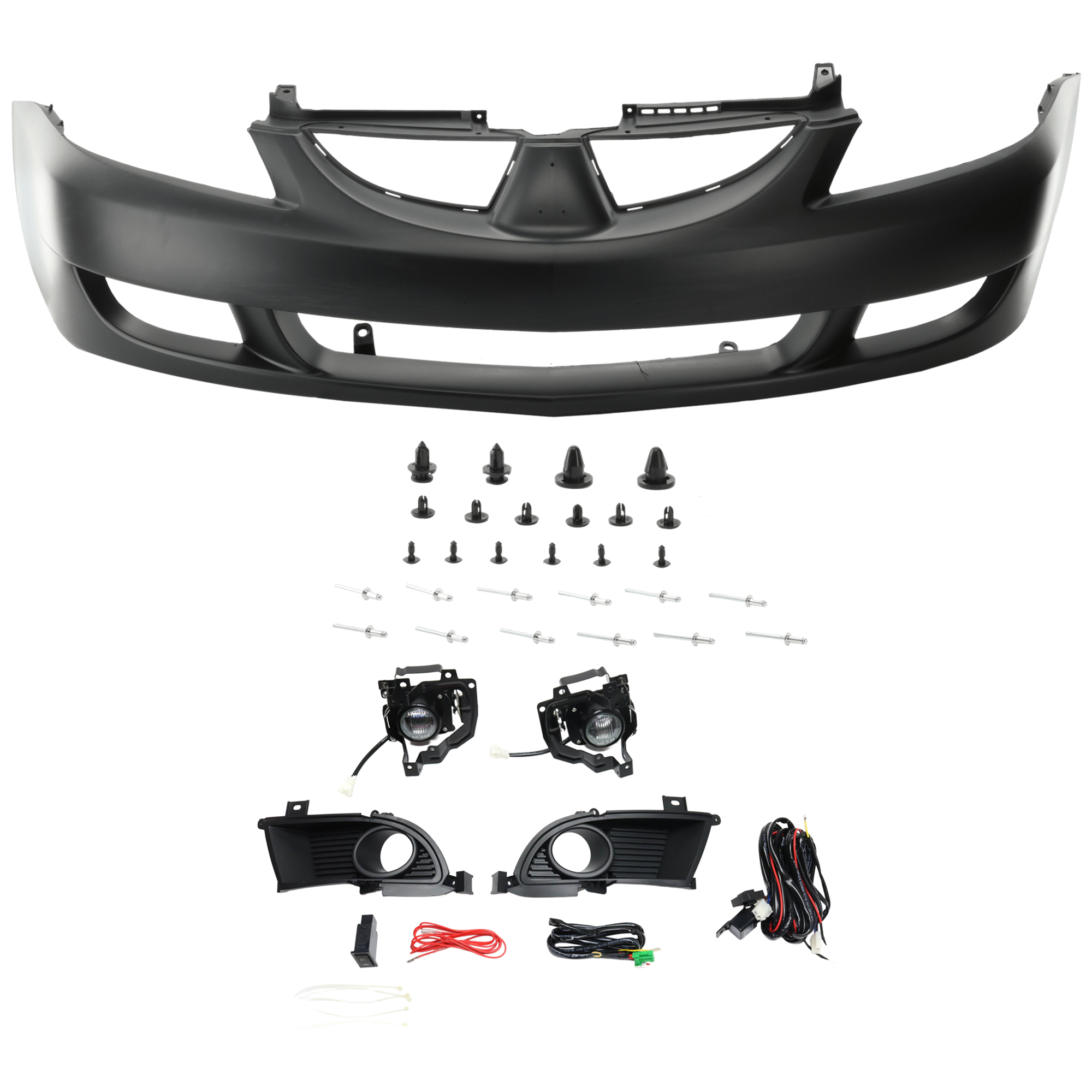 AM LANCER 04-05 FOG LAMP RH AND LH 3 pc Kit Assembly Halogen with Bumper Cover SKU KIT 031426-02 Partslink MI1000310 OEM Performance MN161540BA