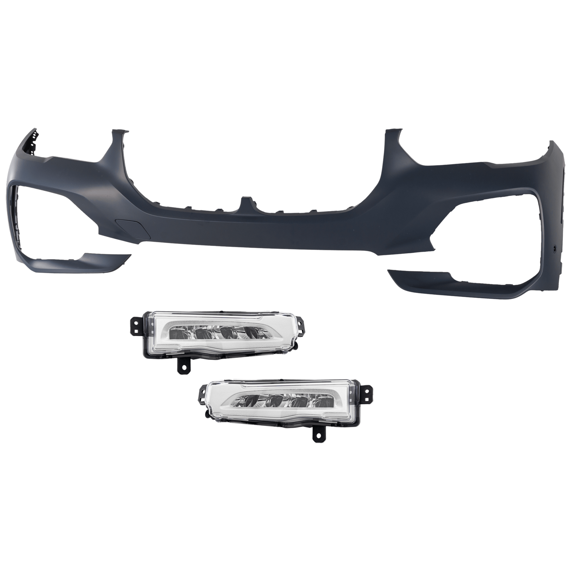 AM X5-19-23 FOG LAMP RH AND LH 3 pc Kit Assembly LED with Bumper Cover SKU KIT 031426-13 Partslink BM2592160 BM2593160 BM1000521 OEM 63177406365-63177406366-511194
