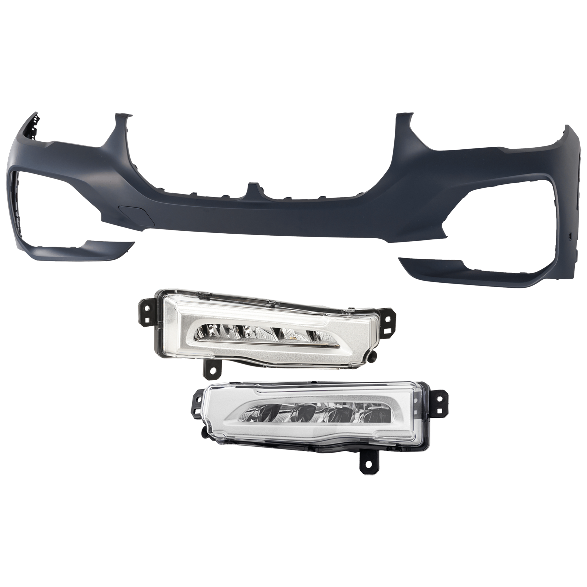 AM X5-19-23 FOG LAMP RH AND LH 3 pc Kit Assembly LED with Bumper Cover CAPA SKU KIT 031426-14 Partslink BM1000521C BM2592160C BM2593160C OEM 51119492877-63177406365-631774