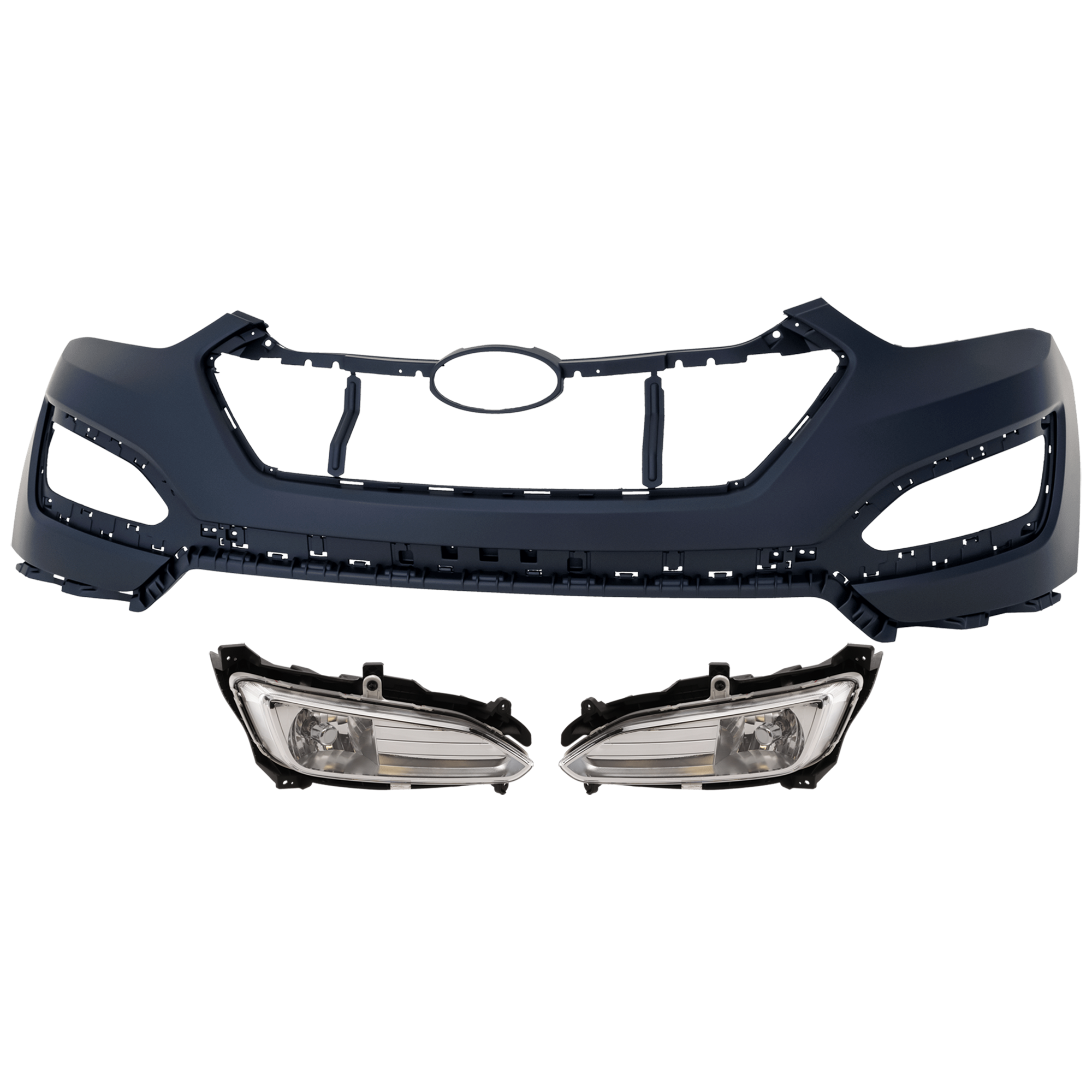 AM SANTA FE SPORT 13-16 FOG LAMP RH AND LH 3 pc Kit Assembly Halogen with Bumper Cover CAPA SKU KIT 031426-33 Partslink HY1014100C HY2592141C HY2593141C OEM 865114Z000-922014Z000-922024Z0