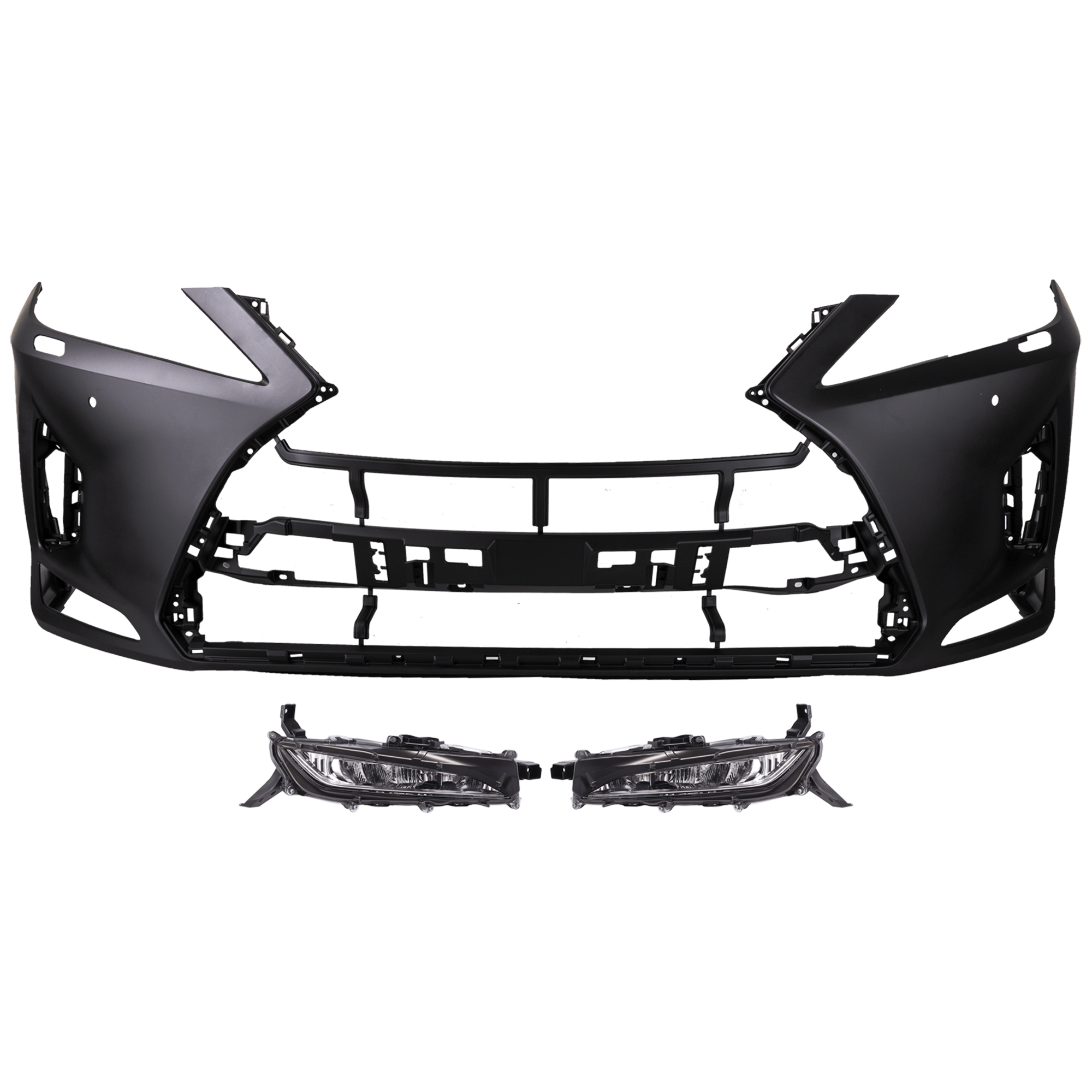 AM RX350 RX450H 20-22 FOG LAMP RH AND LH 3 pc Kit Assembly LED with Bumper Cover CAPA SKU KIT 031426-53 Partslink LX1000380C LX2592126C LX2593126C OEM 521190E945-8121048070-81220480