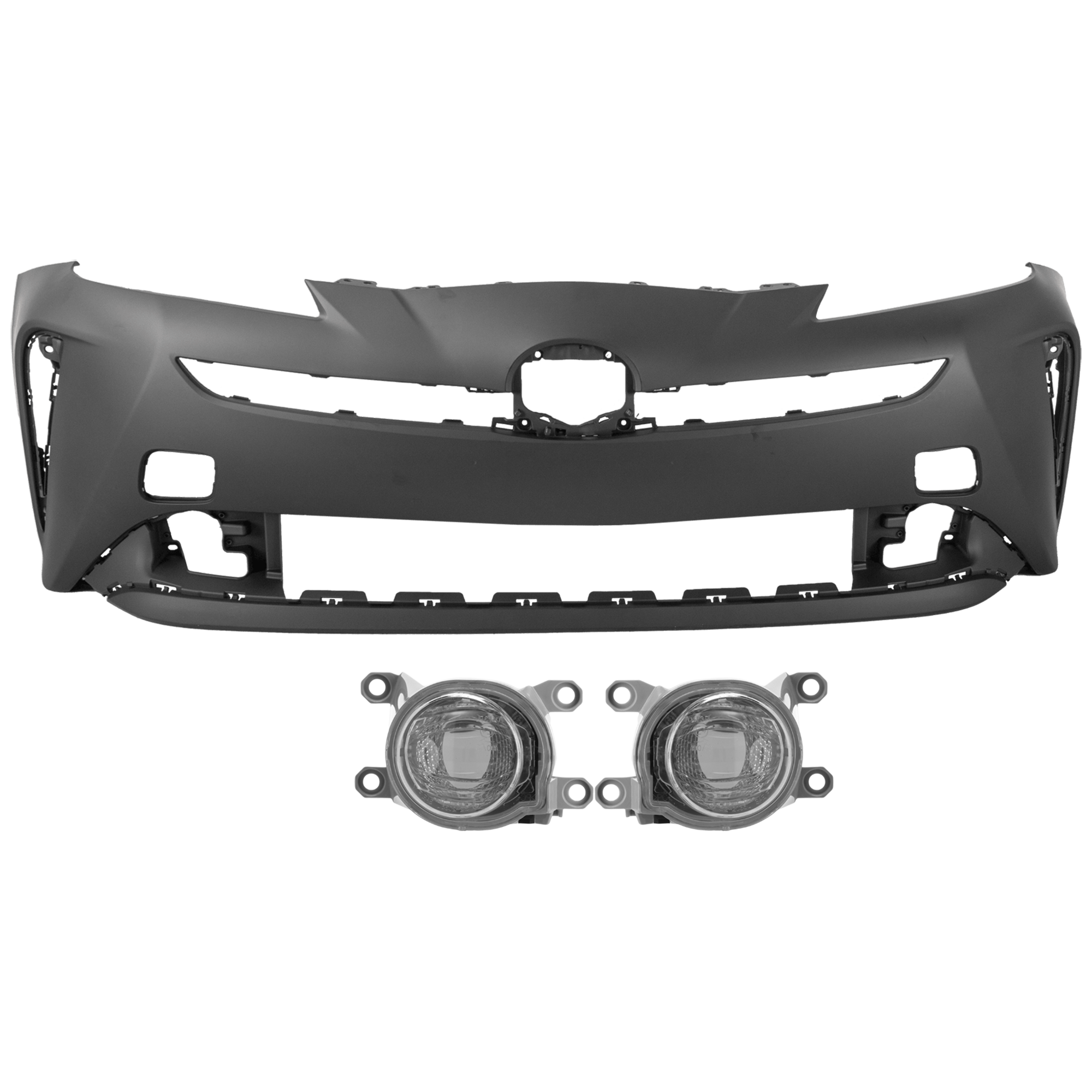 AM PRIUS 22-22 FOG LAMP RH AND LH 3 pc Kit Lens and Housing LED with Bumper Cover SKU KIT 031426-61 Partslink TO2594110 TO2595110 TO1000457 OEM 8121152140-8122152120-52119479