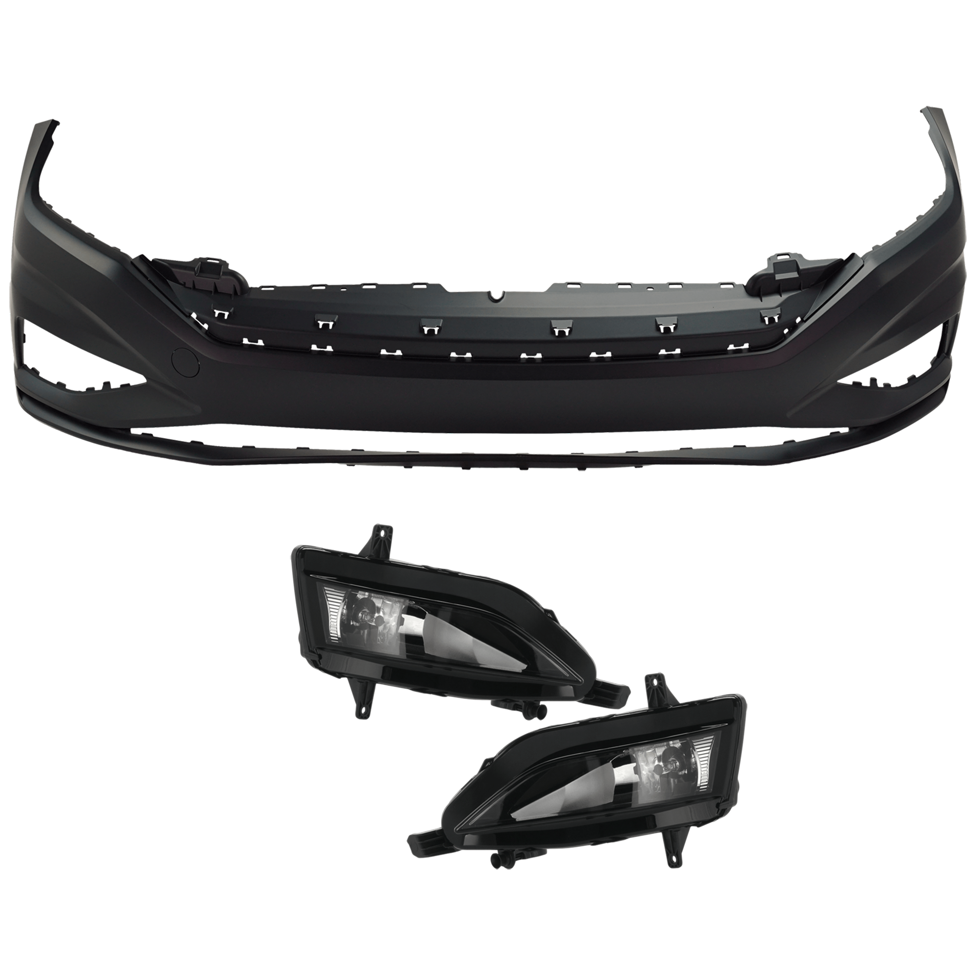 AM JETTA 19-21 FOG LAMP RH AND LH 3 pc Kit Assembly Halogen with Bumper Cover CAPA SKU KIT 031426-65 Partslink VW1000239C VW2592135C VW2593135C OEM 17A807217GRU 5GM941661A 5GM941