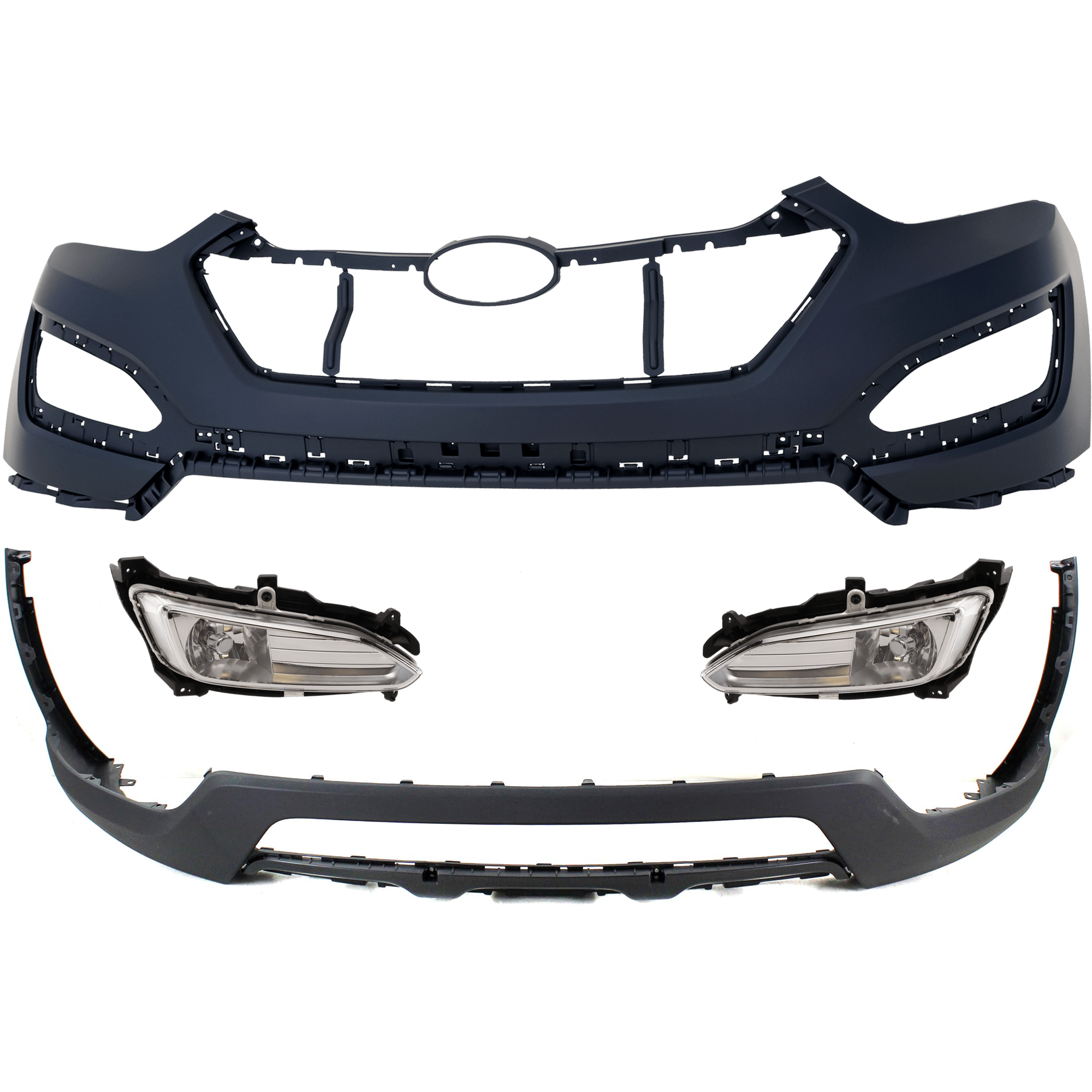 AM SANTA FE SPORT 13-16 FOG LAMP RH AND LH 4 pc Kit Assembly Halogen with Bumper Cover CAPA SKU KIT 031426-68 Partslink HY1014100C HY1015102C HY2592141C HY2593141C OEM 865114Z000-865124Z000-922014Z0