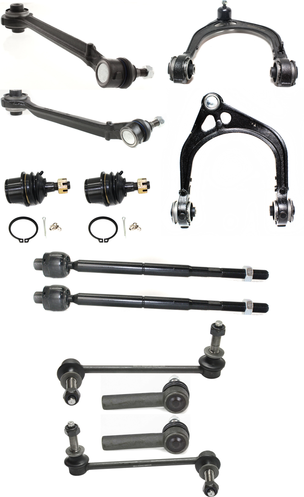 AM CHRYSLER 300-05-10 FRONT CONTROL ARM KIT RH AND LH Upper and Lower Forward and Rearward w ball joint s 12 pc Kit with Ball Joint Sway Bar Link and Tie Rod End SKU KIT 031817-07 OEM 2601744-5051433-45D2442-46D