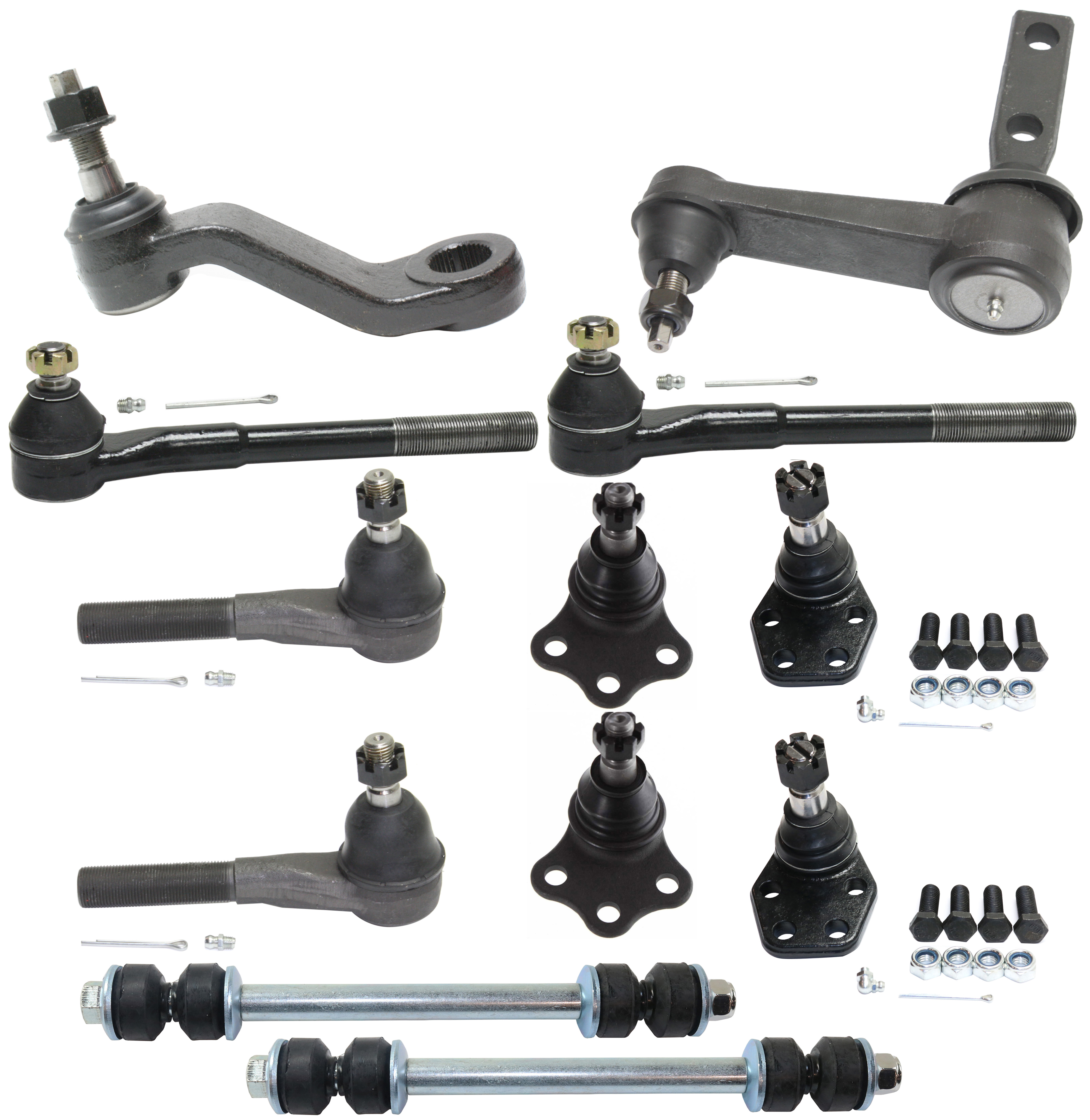 AM RAM 2500 RAM 3500-00-02 FRONT SUSPENSION KIT 12 pc Kit with Idler Arm Pitman Arm Sway Bar Links Ball Joints and Tie Rod Ends SKU KIT 031817-09 OEM 521986-2601533-5051276-45D2