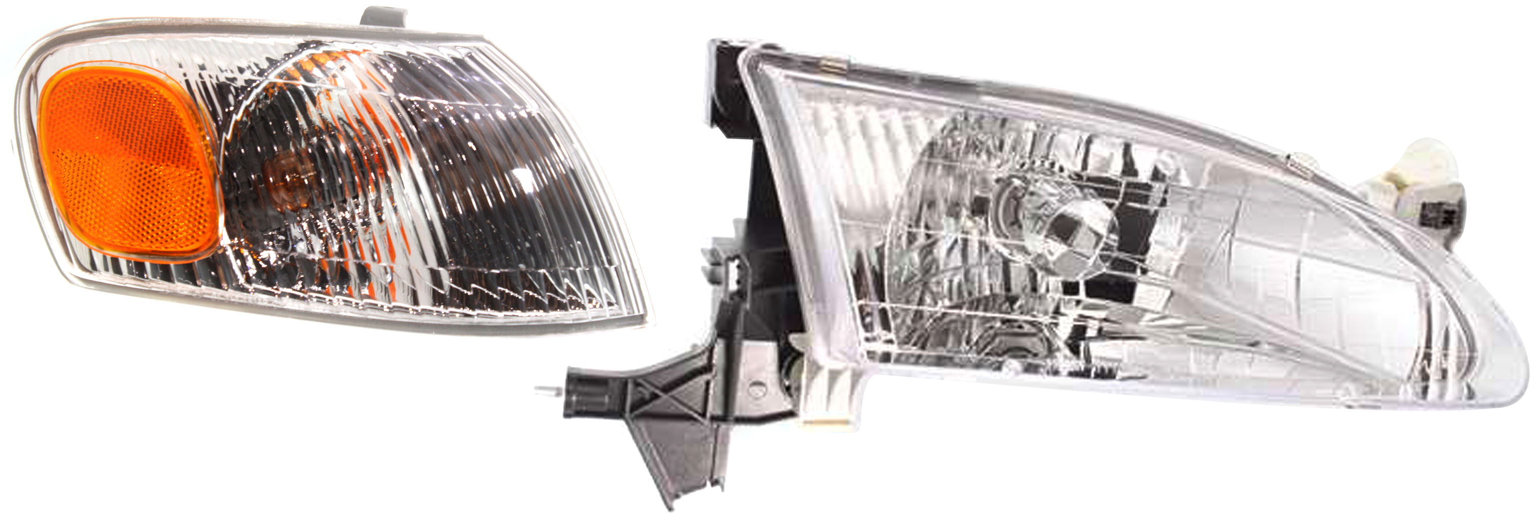 AM COROLLA 98-00 HEAD LAMP RH Assembly Halogen 2 pc Kit with Corner Light SKU KIT 031915-01 Partslink TO2503121 TO2521150 OEM 8111002060-8151002040