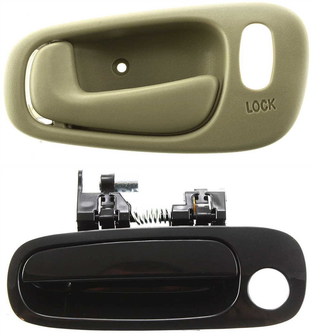AM COROLLA PRIZM 98-02 FRONT OR REAR EXTERIOR DOOR HANDLE LH 2 pc Kit Smooth Black w Key Hole with Interior Door Handle SKU KIT 031915-30 Partslink GM1352137 OEM 94857481 PFM 6920602060-948596