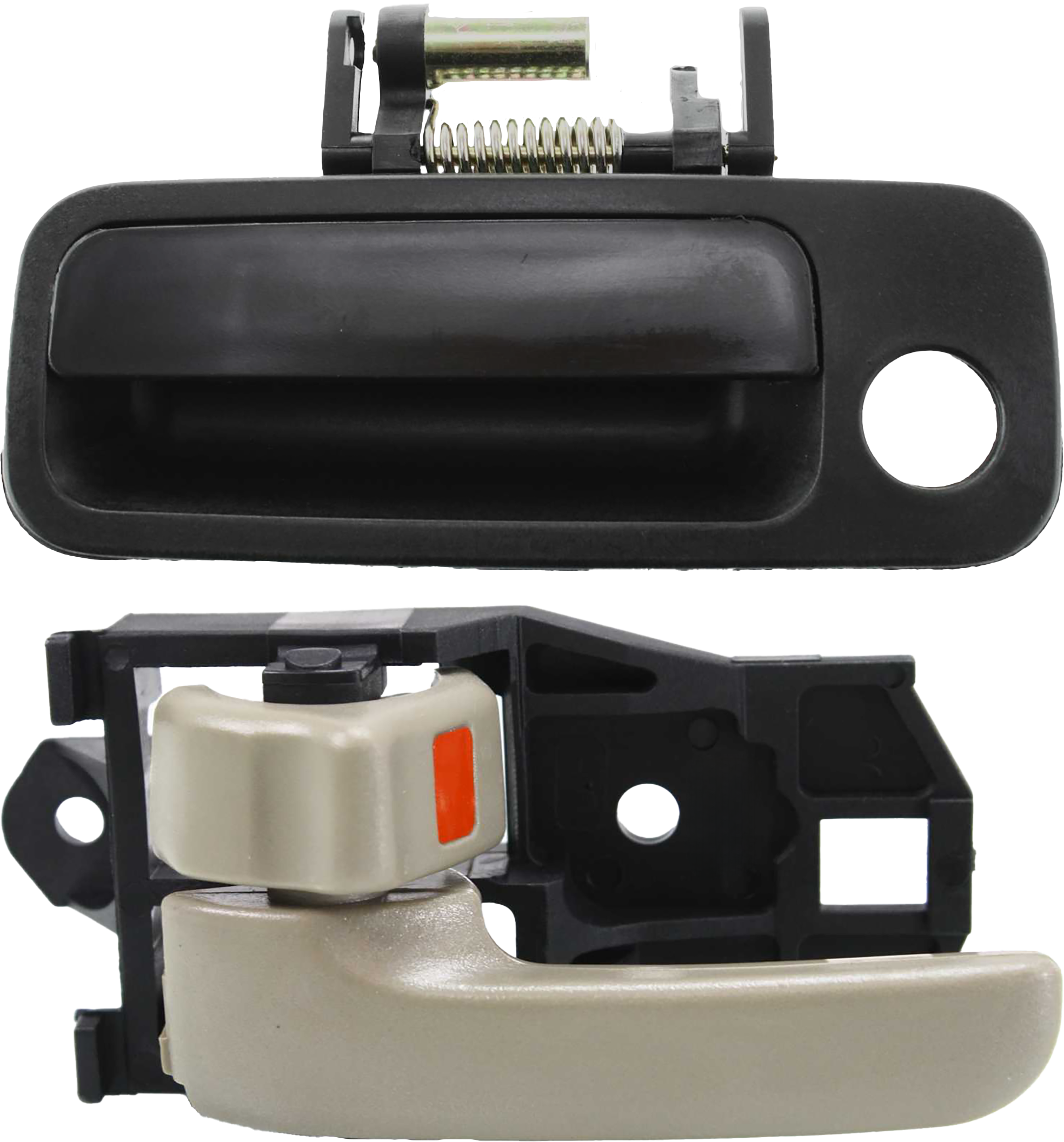 AM CAMRY ES300-97-01 FRONT EXTERIOR DOOR HANDLE LH 2 pc Kit Smooth Black w Key Hole with Interior Door Handle SKU KIT 031915-37 Partslink TO1310114 OEM 69220AA010-6920630120A0