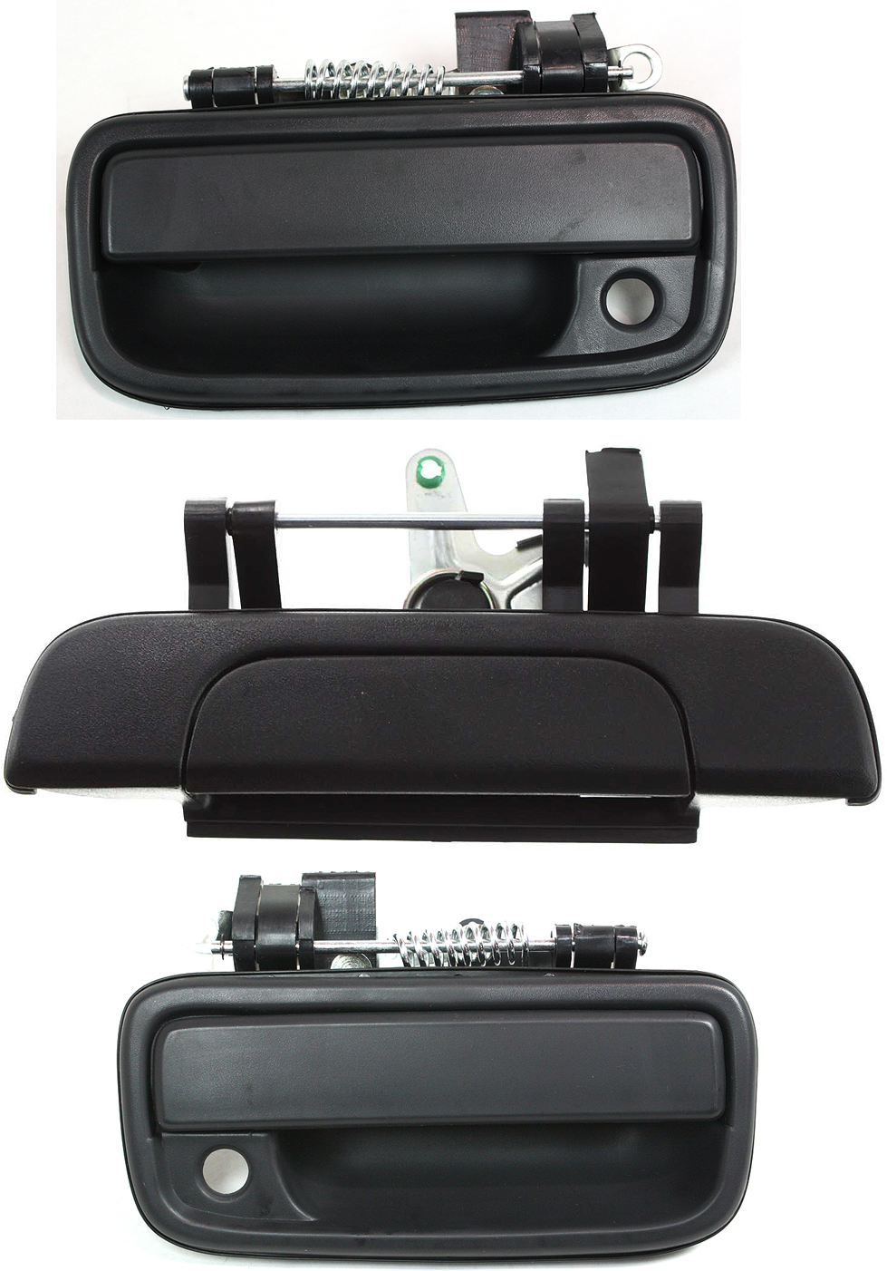 AM TACOMA 95-04 EXTERIOR FRONT DOOR HANDLE RH AND LH 3 pc Kit Textured Black w Key Hole with Tailgate Handle SKU KIT 031915-43 Partslink TO1311117 TO1310117 TO1915102 OEM 6921035020-6922035020-69090350