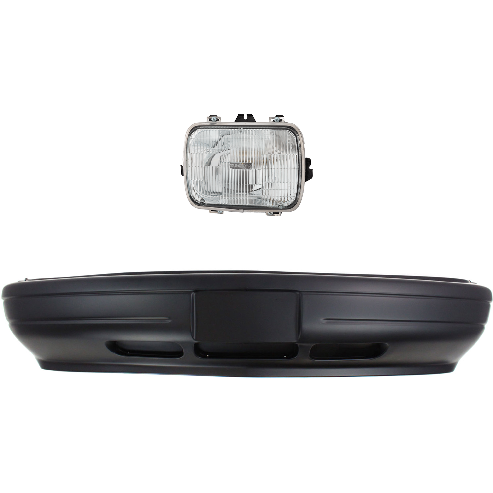 AM ASTRO SAFARI 95-05 HEAD LAMP RH=LH 2 pc Kit Assembly Halogen Sealed Beam Capsule Style 7 x 6 in. with Bumper Cover SKU KIT 032025-01 Partslink GM2500112 GM1000510 OEM 25949657-12382996