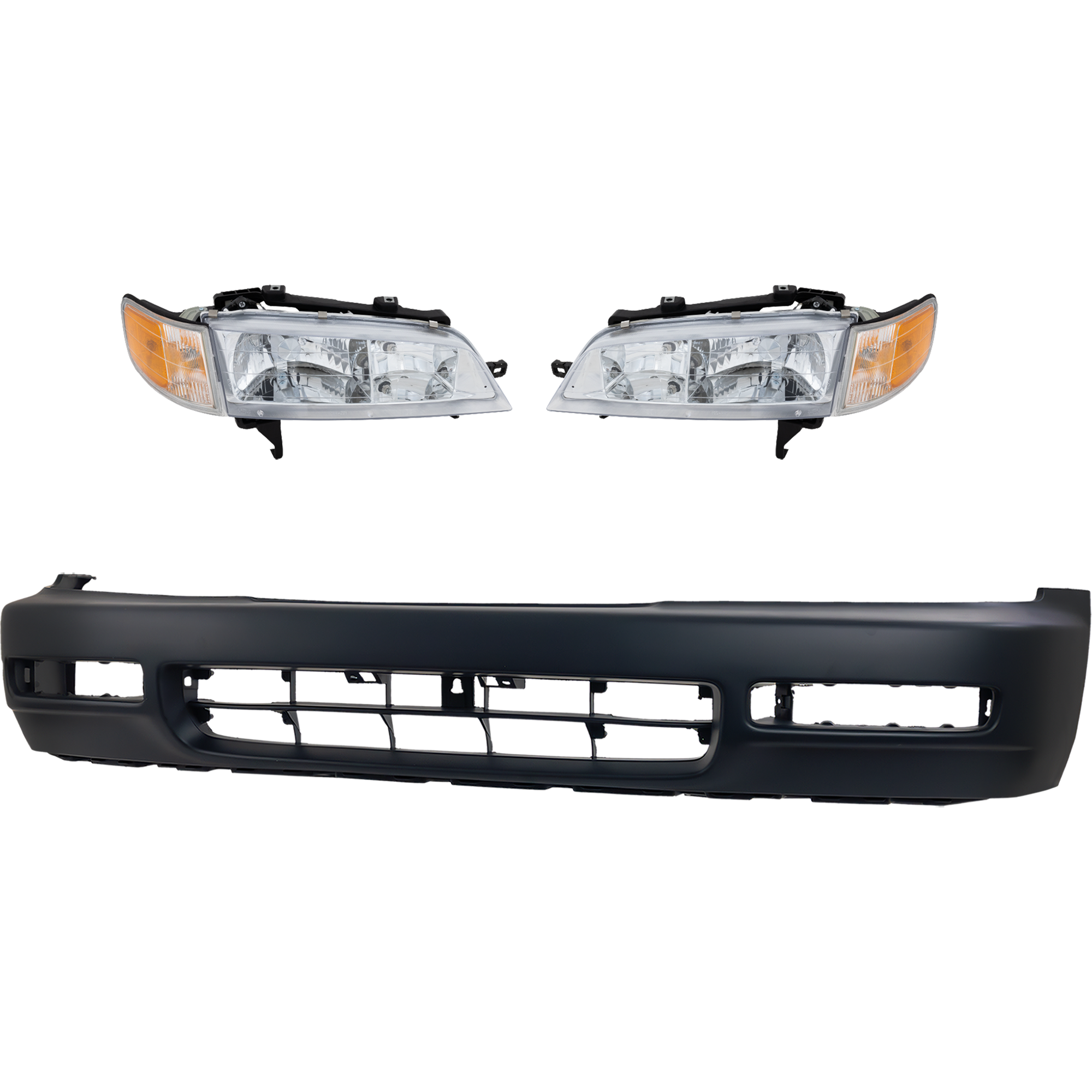 AM ACCORD 96-97 HEAD LAMP RH AND LH 3 pc Kit Assembly Halogen w Corner Light with Bumper Cover SKU KIT 032025-07 Partslink HO2502106 HO2503106 HO1000174 OEM 33100SV4A02-33150SV4A02-04711S