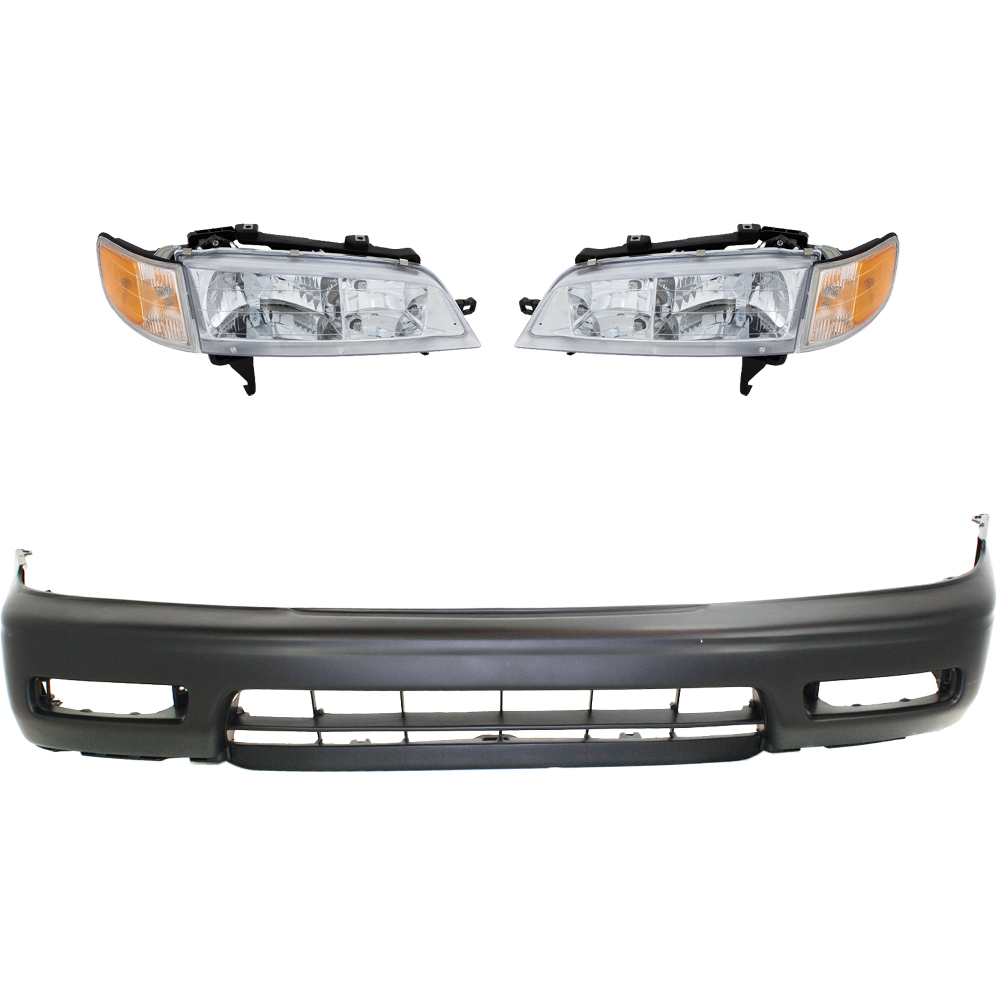 AM ACCORD 94-95 HEAD LAMP RH AND LH 3 pc Kit Assembly Halogen w Corner Light with Bumper Cover SKU KIT 032025-08 Partslink HO2502106 HO2503106 HO1000104 OEM 33100SV4A02-33150SV4A02-04711S