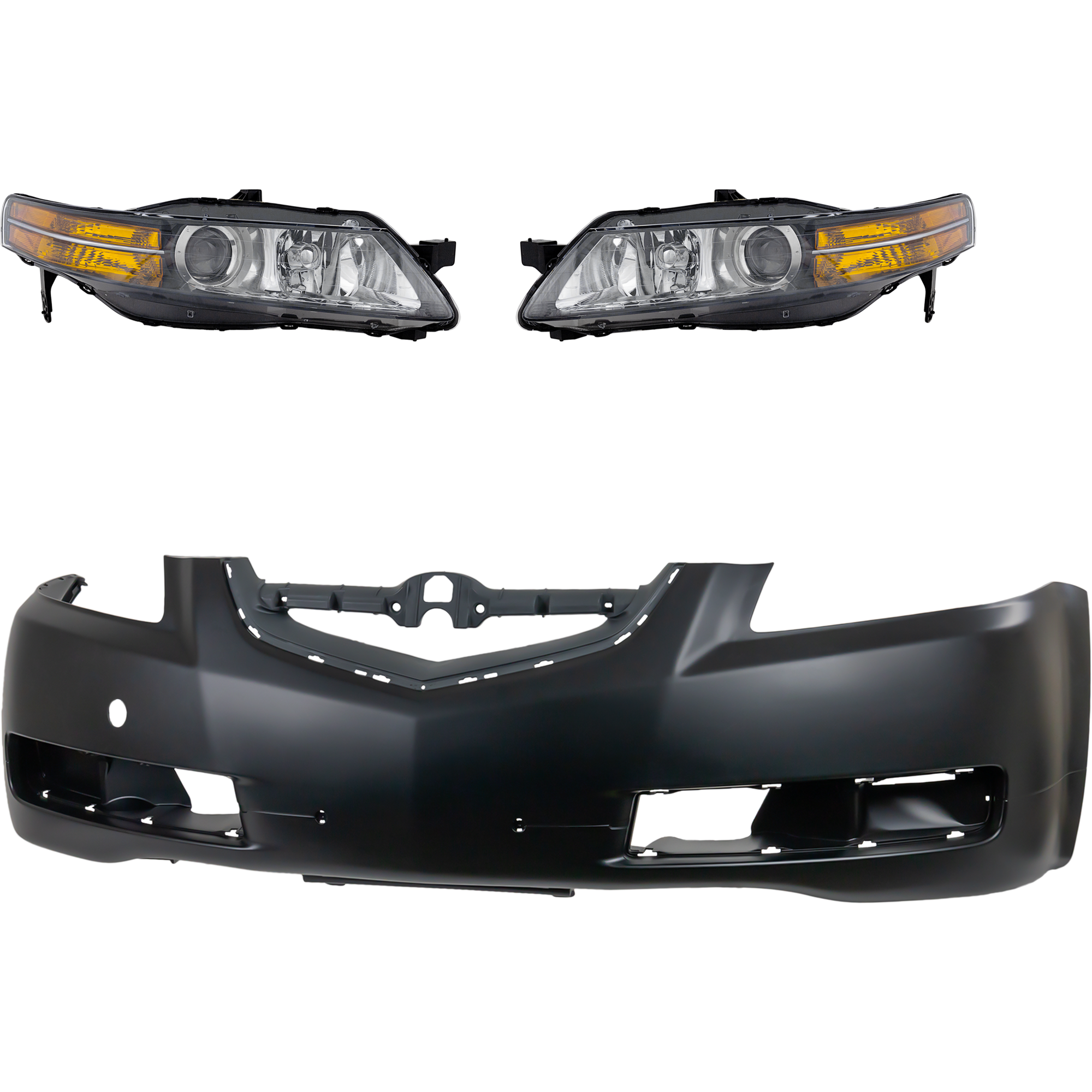 AM TL 04-05 HEAD LAMP RH AND LH 3 pc Kit Lens and Housing HID Xenon Base Model w o HID Kit with Bumper Cover SKU KIT 032025-14 Partslink AC2518109 AC2519109 AC1000149 OEM 33101SEPA02-33151SEPA02-04711S