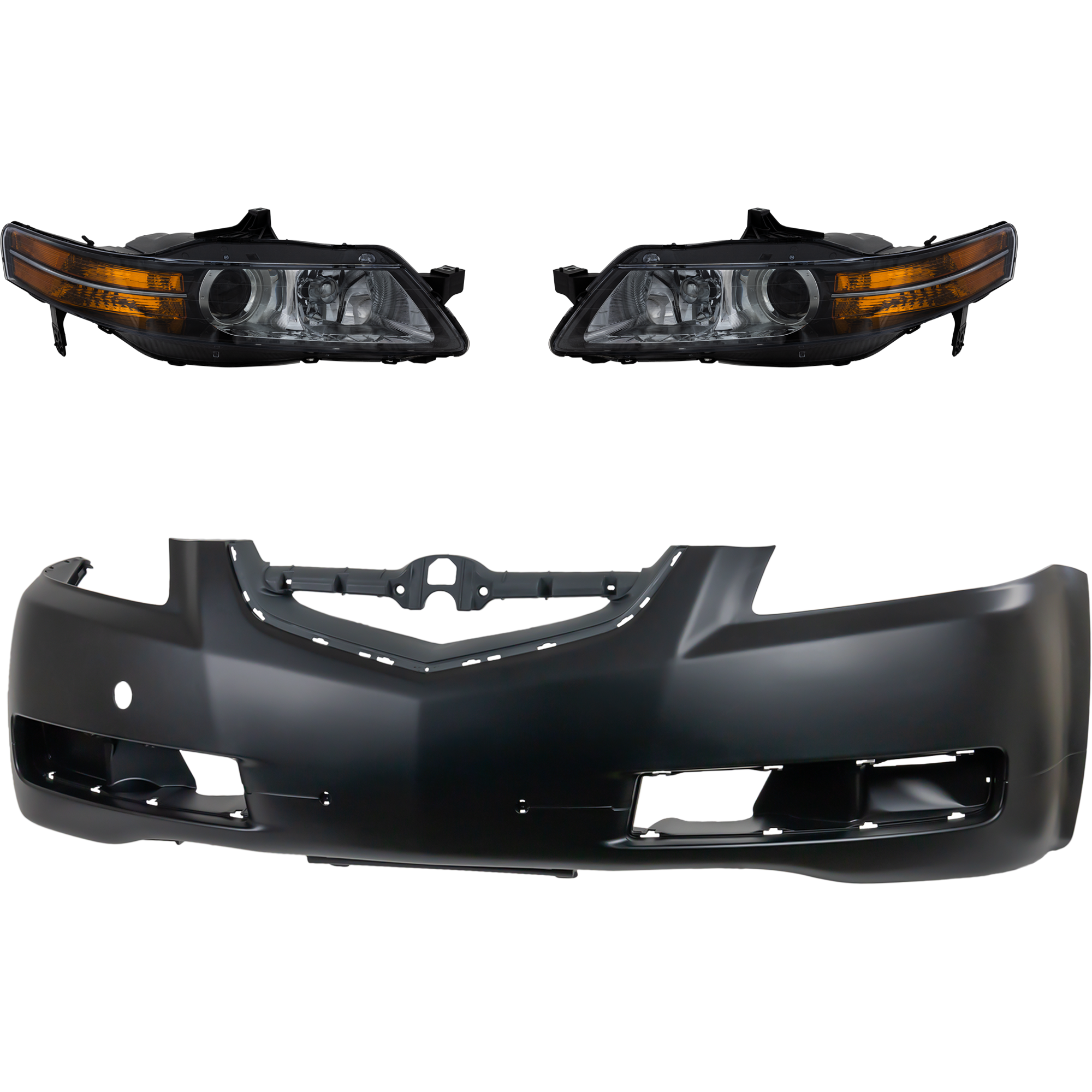 AM TL 06-06 HEAD LAMP RH AND LH 3 pc Kit Lens and Housing Halogen Base Model USA Built Vehicle with Bumper Cover SKU KIT 032025-15 Partslink AC2502111 AC2503111 AC1000149 OEM 33101SEPA11-33151SEPA11-04711S