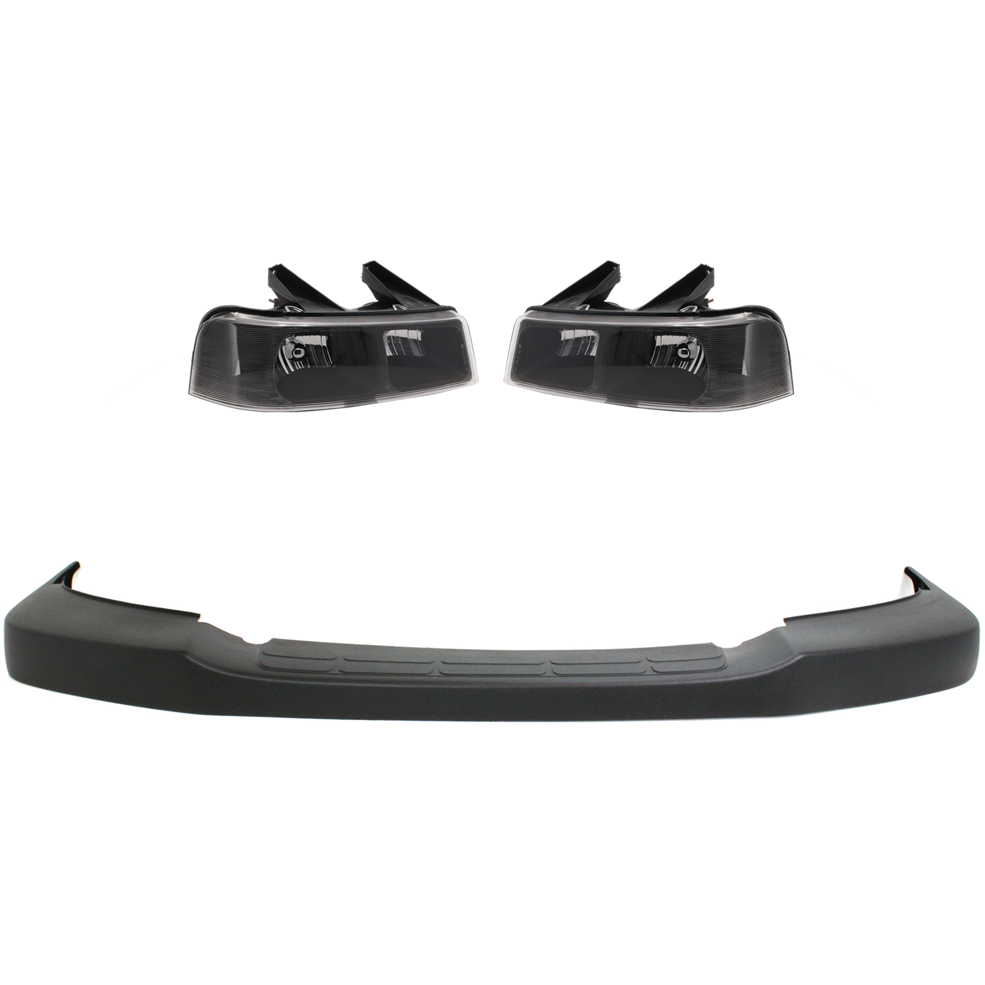 AM EXPRESS 2500 EXPRESS 3500-03-23 HEAD LAMP RH AND LH 3 pc Kit Assembly Halogen with Bumper Cover SKU KIT 032025-19 Partslink GM1000693C GM2502233C GM2503233C OEM 22890548-85577295-15879432-855