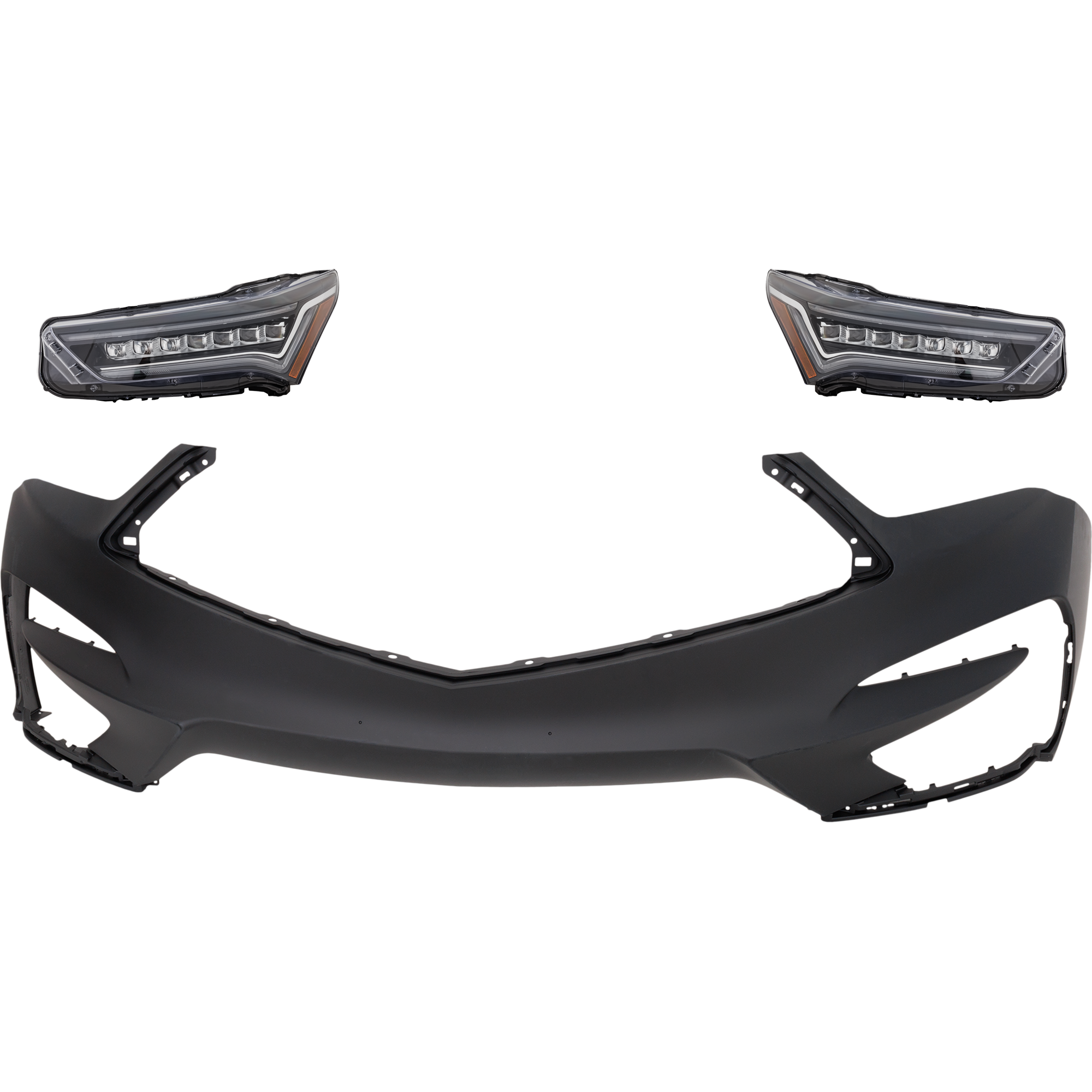 AM RDX 19-21 HEAD LAMP RH AND LH 3 pc Kit Assembly LED SH AWD Model w o Adaptive Headlight with Bumper Cover SKU KIT 032025-26 Partslink AC2502140 AC2503140 AC1000203 OEM 33100TJBA21-33150TJBA21-04711T