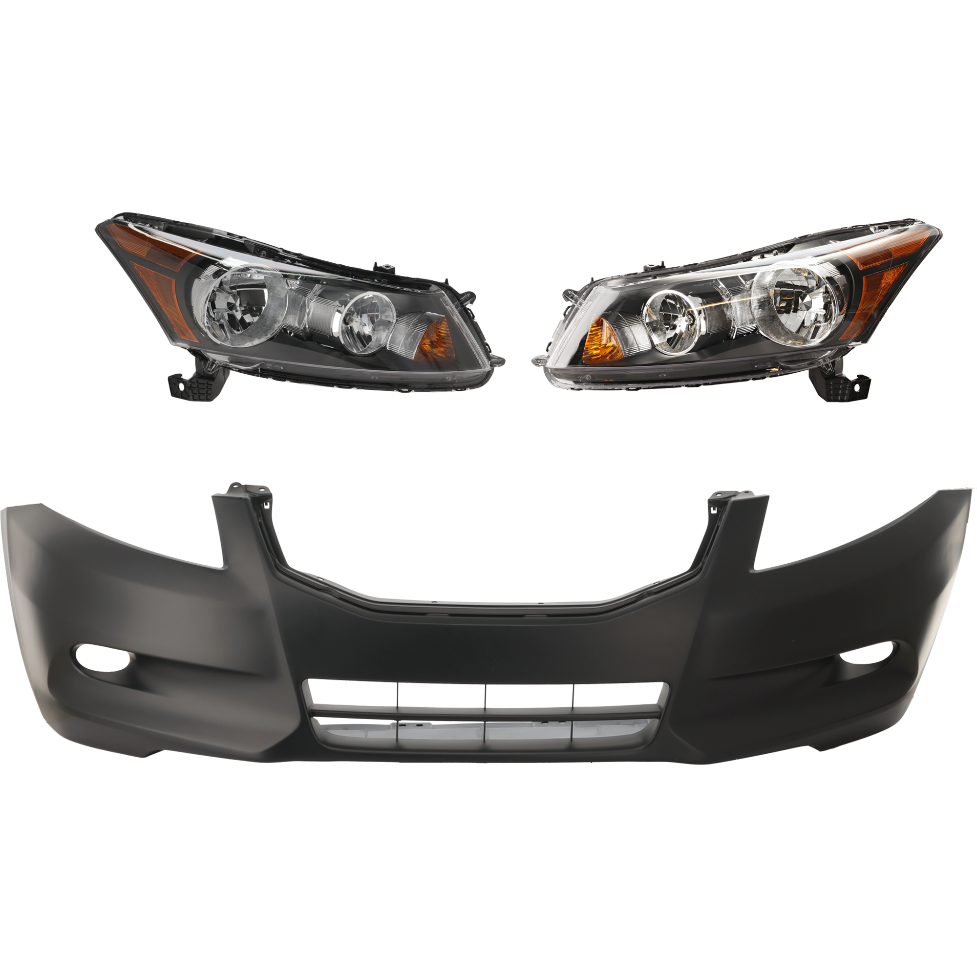 AM ACCORD 11-12 HEAD LAMP RH AND LH 3 pc Kit Assembly Halogen Sedan with Bumper Cover SKU KIT 032025-50 Partslink HO2502130 HO2503130 HO1000279 OEM 33100TA0A01-33150TA0A01-04711T
