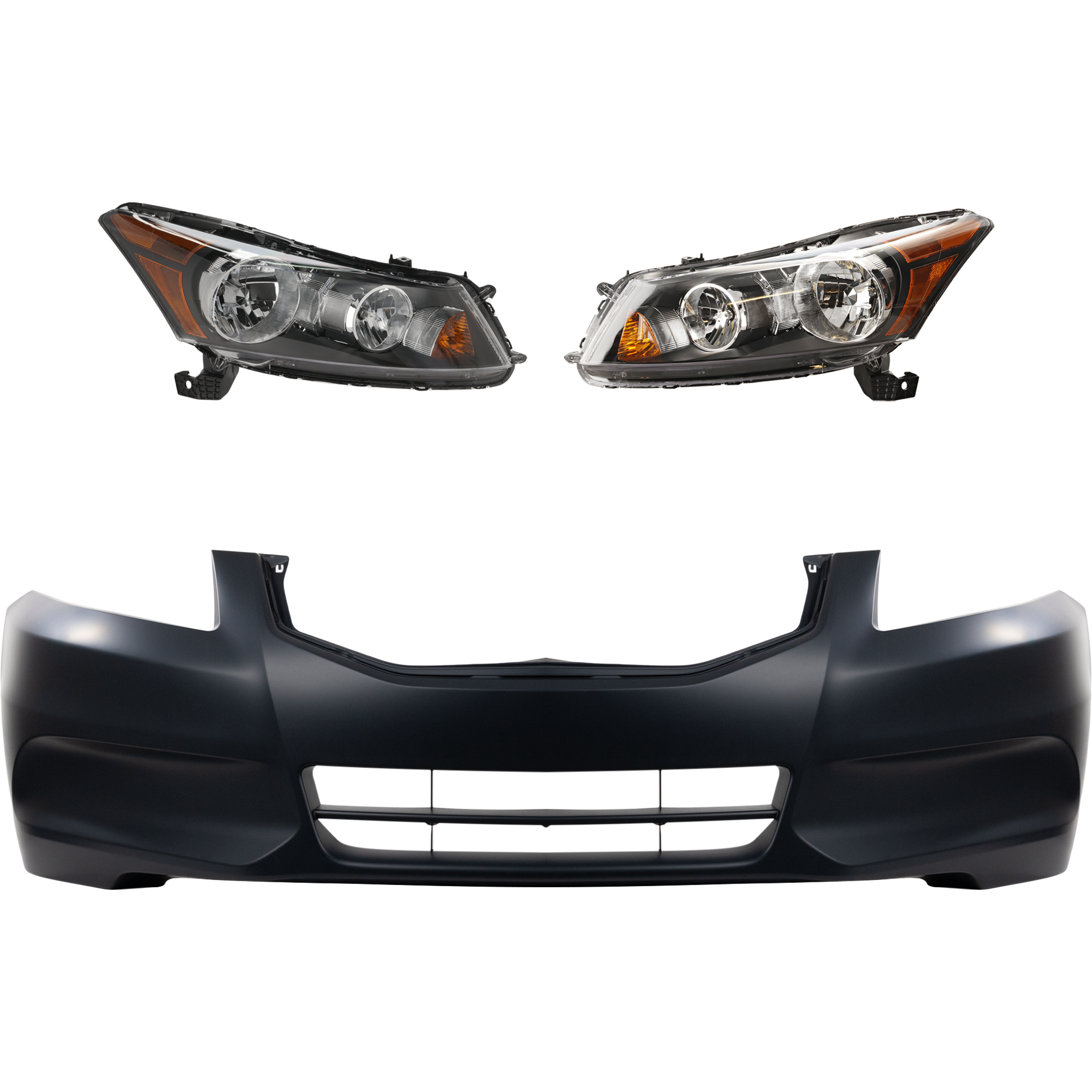 AM ACCORD 11-12 HEAD LAMP RH AND LH 3 pc Kit Assembly Halogen Sedan with Bumper Cover SKU KIT 032025-51 Partslink HO2502130 HO2503130 HO1000278 OEM 33100TA0A01-33150TA0A01-04711T