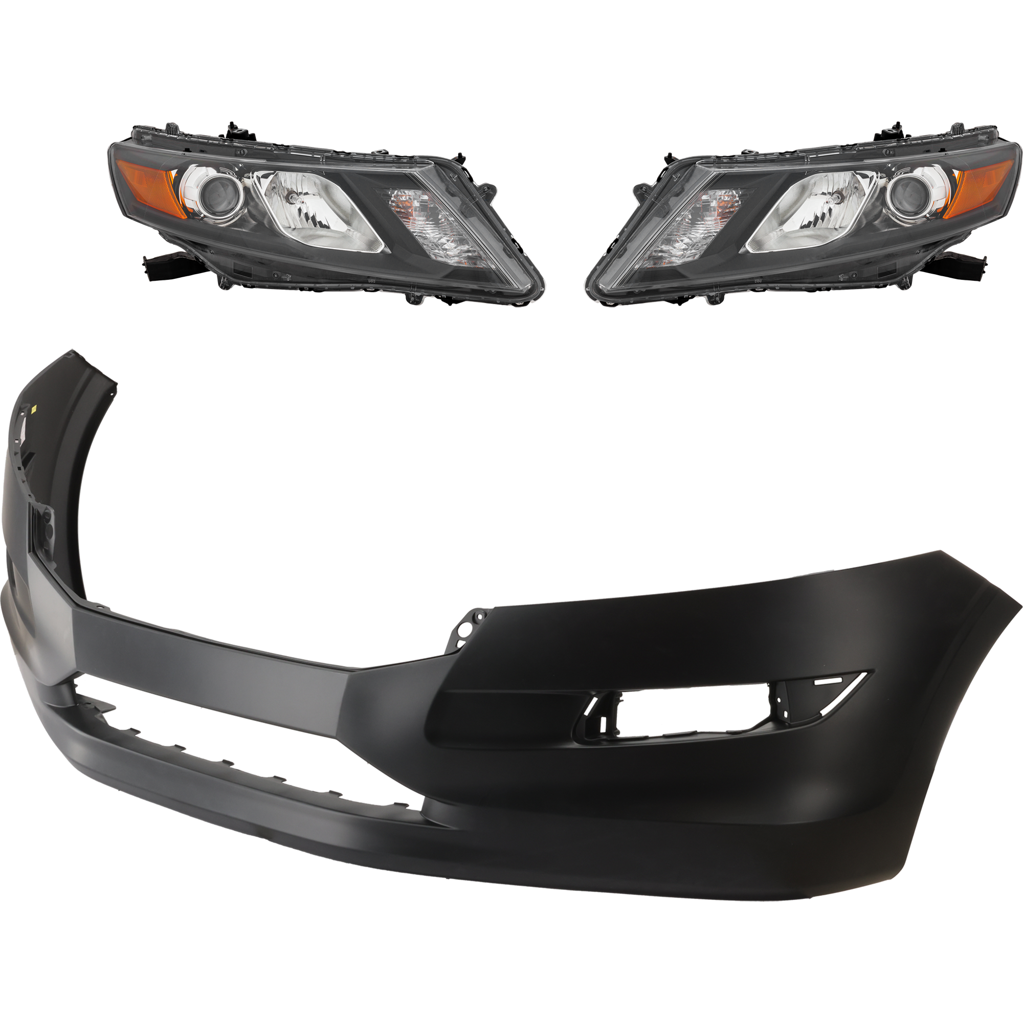 AM ACCORD CROSSTOUR 10-11 CROSSTOUR 12-12 HEAD LAMP RH AND LH 3 pc Kit Assembly Halogen with Bumper Cover SKU KIT 032025-53 Partslink HO1000272C HO2502140C HO2503140C OEM 04711TP6A91ZZ 33100TP6A01-3315