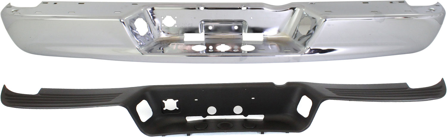 AM DODGE FULL SIZE P U 02-09 STEP BUMPER FACE BAR AND PAD w Pad Provision w o Mounting Bracket w Center Pad only Chrome Steel Fleetside SKU KIT 032117-01 Partslink CH1102371 CH1191110 OEM 68004420AB 55077340AD