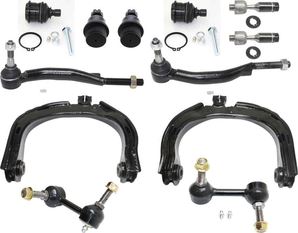 AM TRAILBLAZER ENVOY BRAVADA 02-03 FRONT CONTROL ARM KIT RH AND LH Upper w ball joint s 12 pc Kit with Ball Joint Sway Bar Link and Tie Rod End SKU KIT 032118-01 OEM 104335-2601560-5051296-2215